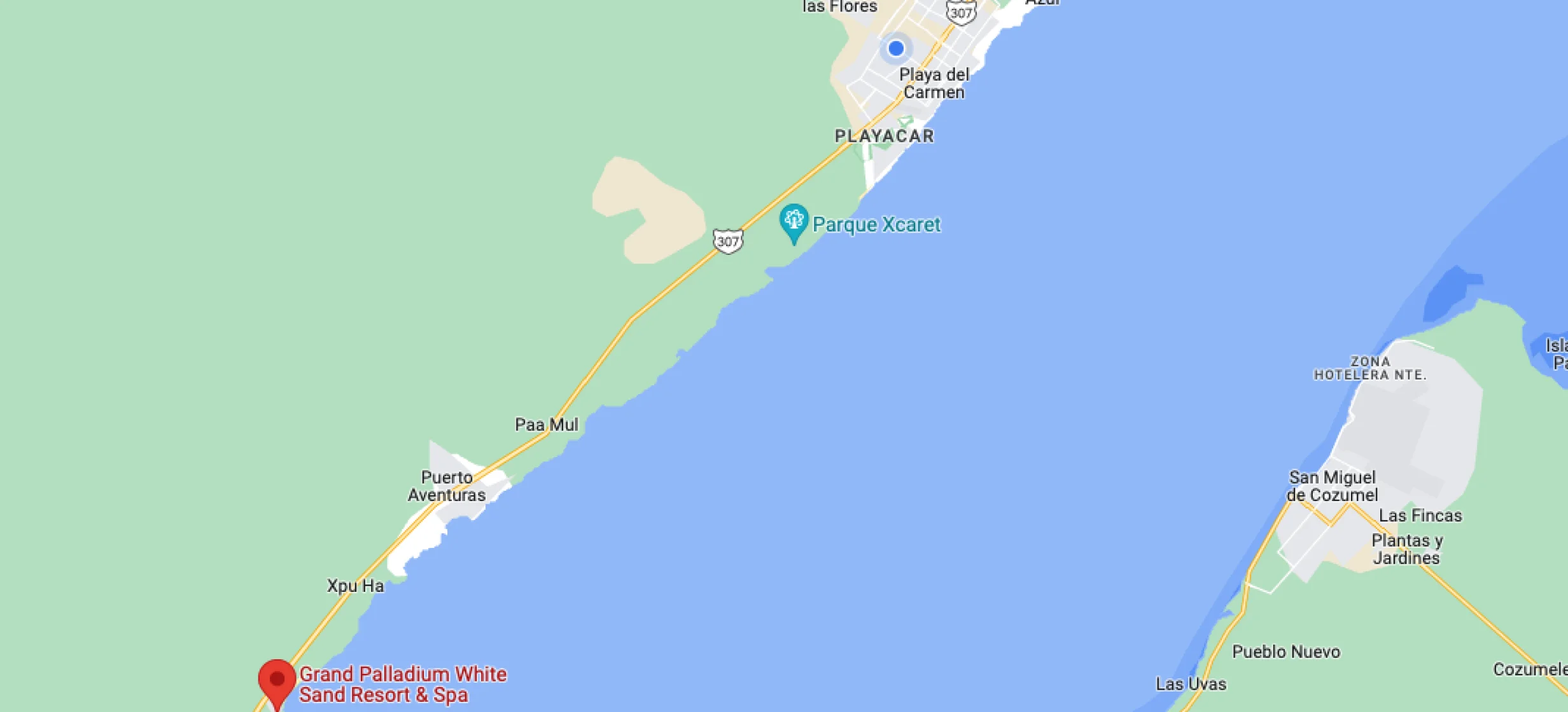 Google maps of Grand Palladiumm white sand