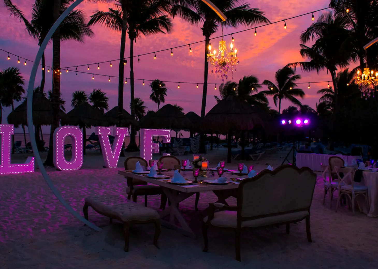 Grand Riviera Princess beach wedding reception