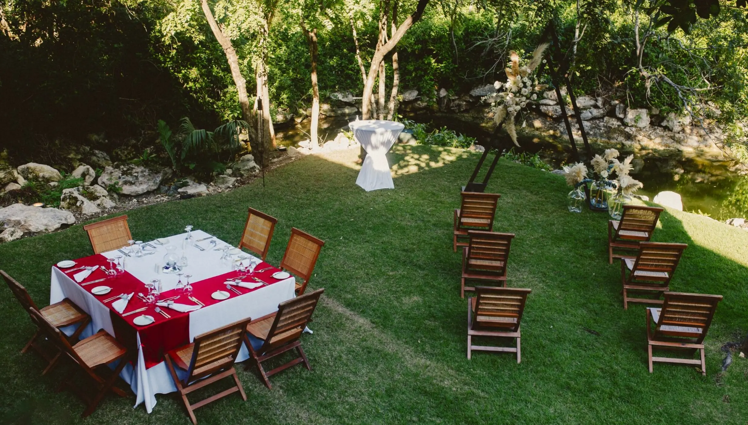 Ceremony and dinner reception in Chaka Garden venue at Grand Velas
