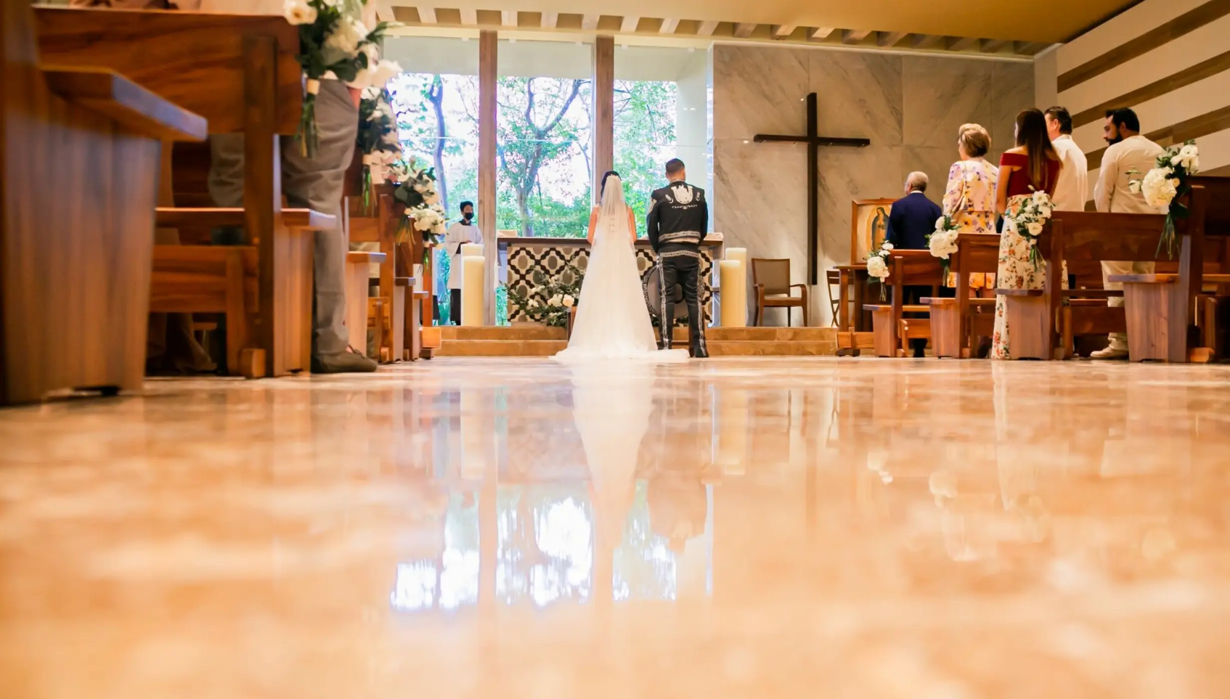 Catholic ceremony in Virgen de Guadalupe Chapel at Grand Velas
