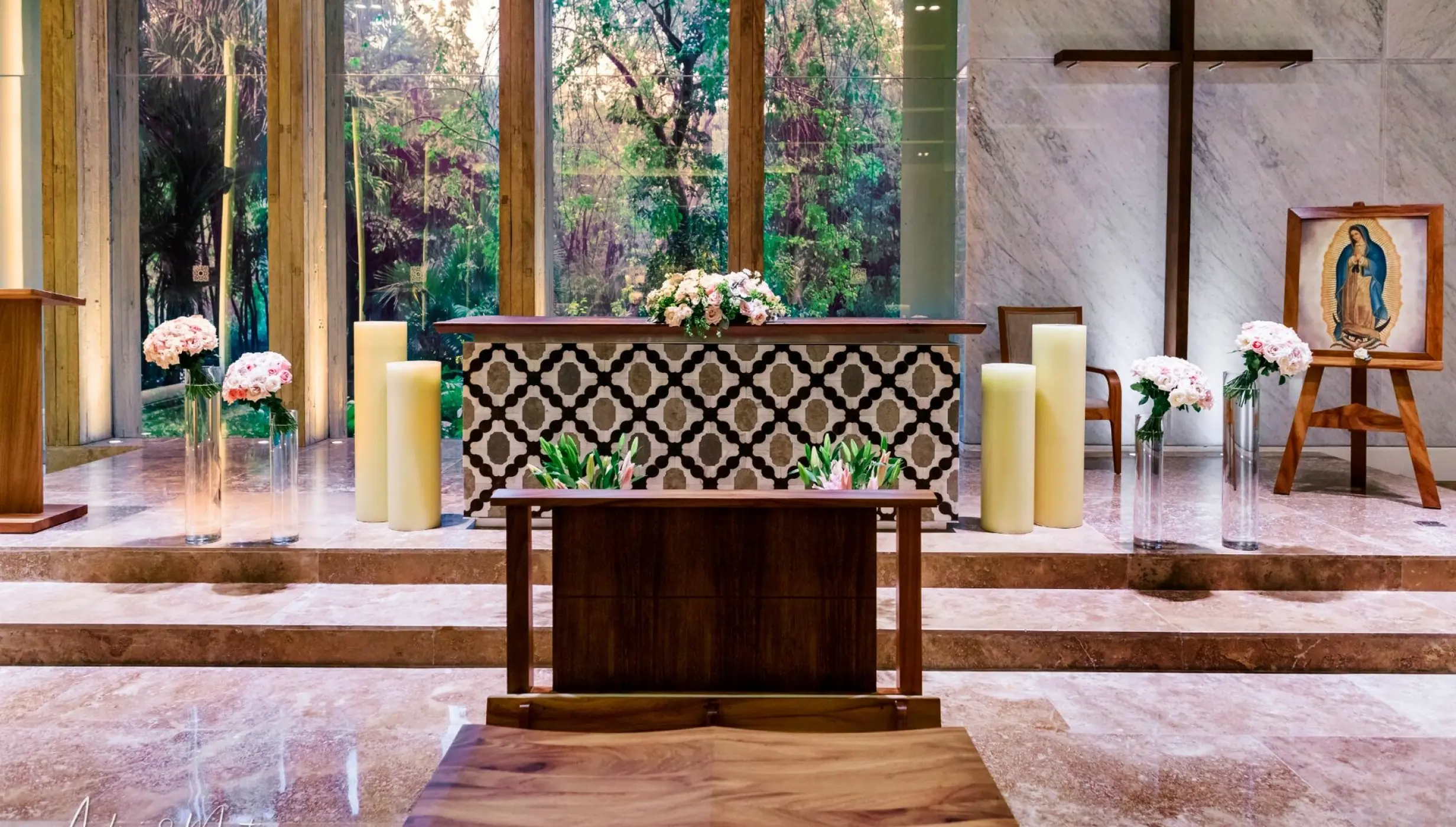 Catholic ceremony in Virgen de Guadalupe Chapel at Grand Velas