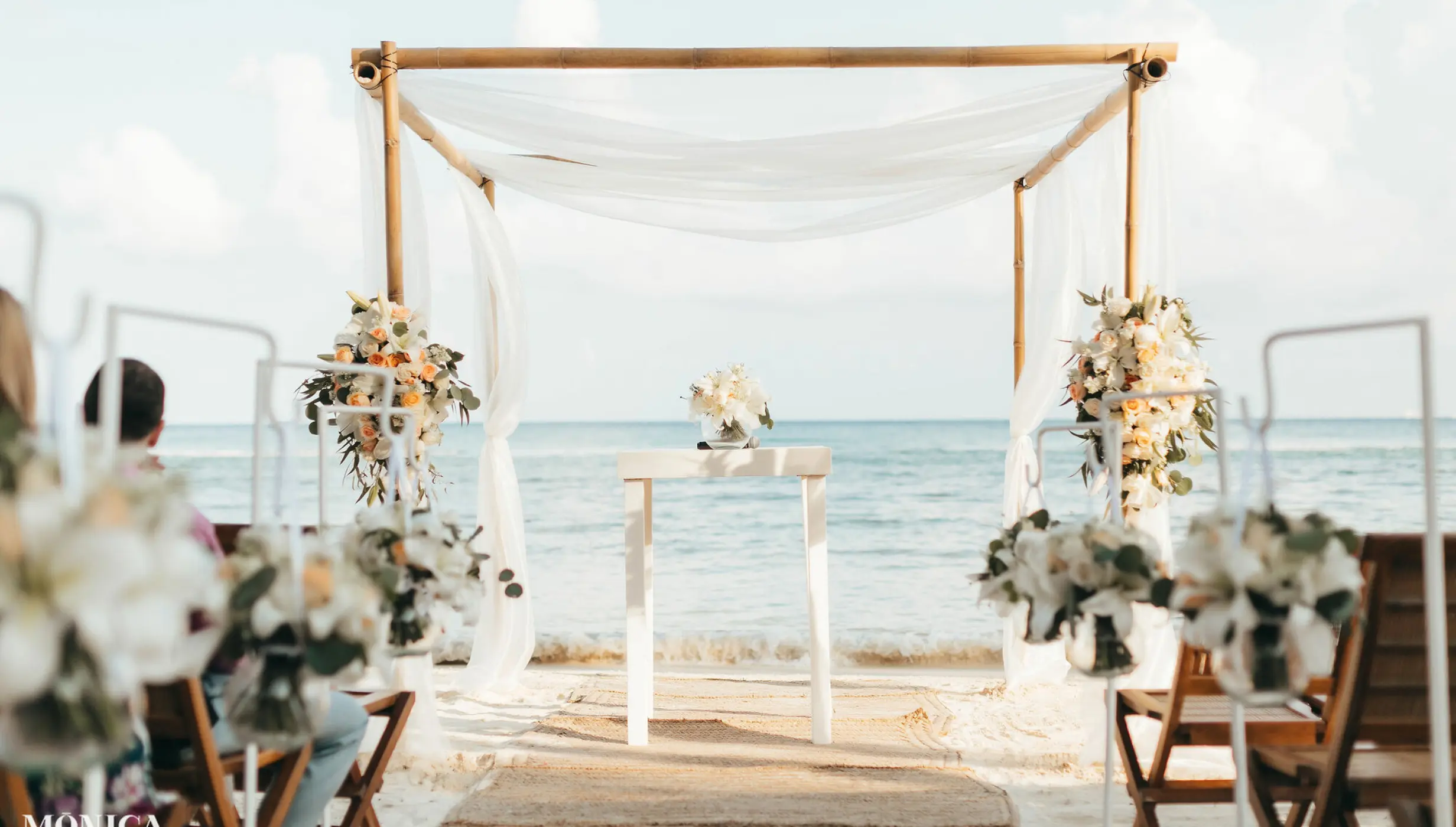 Ceremony decor in Grand Class Beach venue at Grand Velas