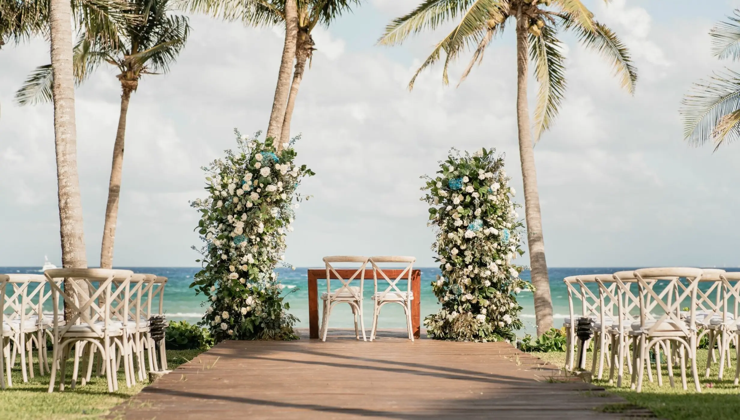 Ceremony decor in Grand Class Deck Venue at Grand Velas