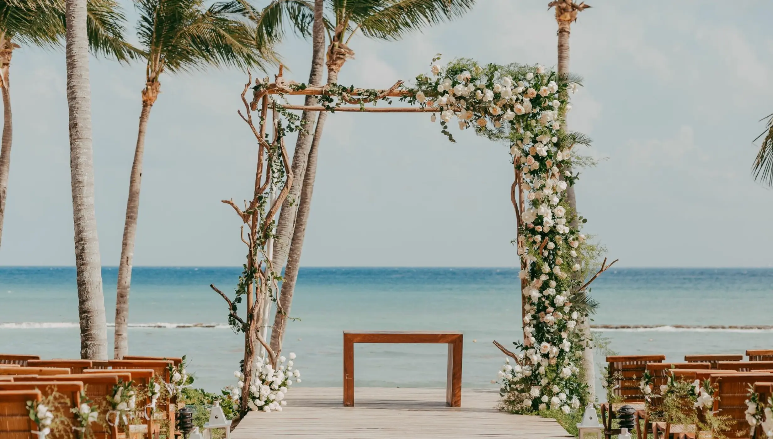 Ceremony decor in Grand Class Deck Venue at Grand Velas