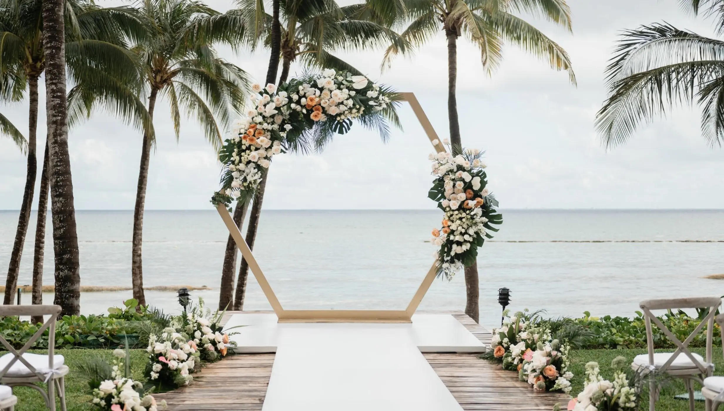 Ceremony decor in Grand Class Deck Venue at Grand Velas