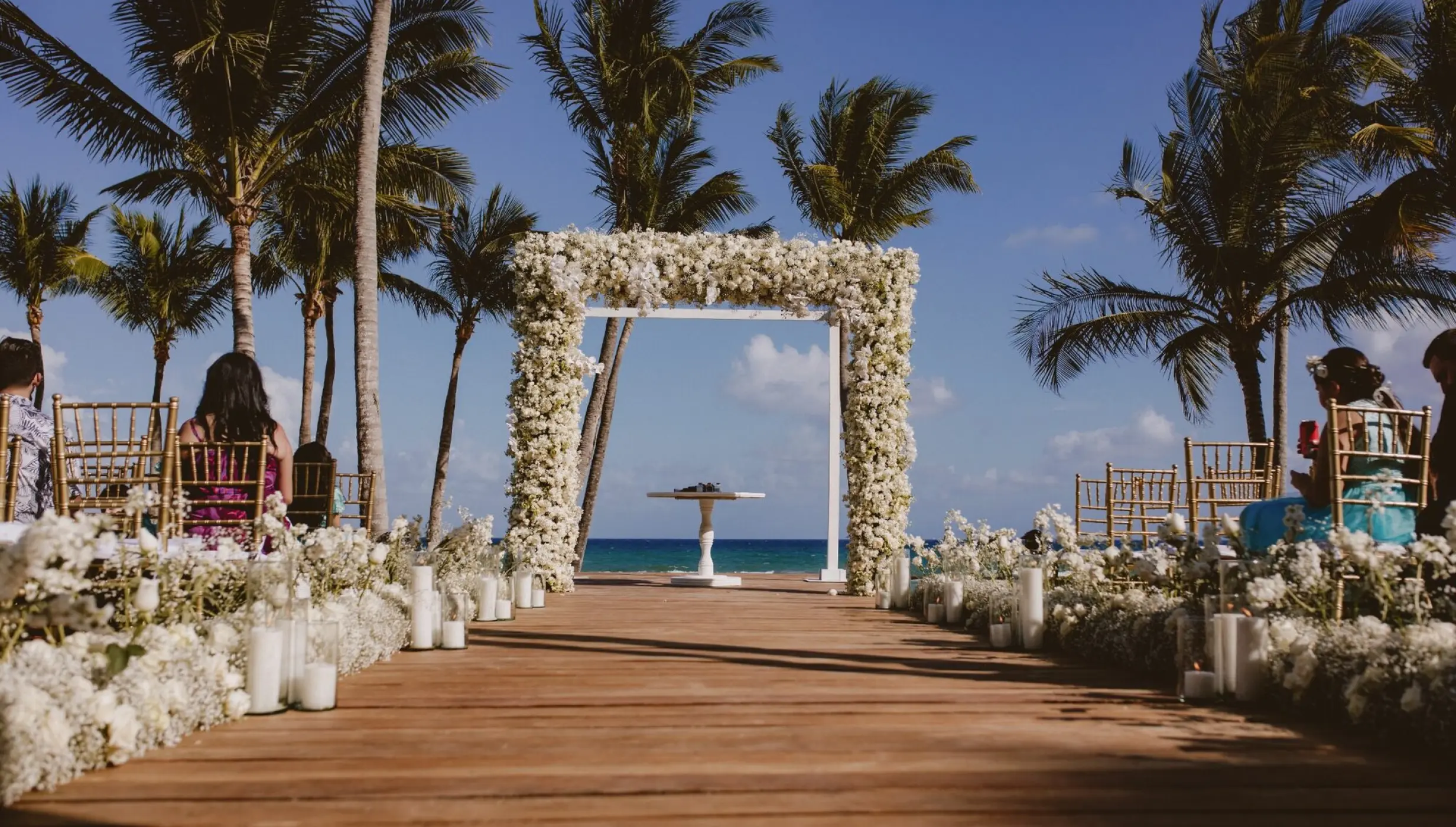 Ceremony decor in Grand Class Deck Venue at Grand Velas