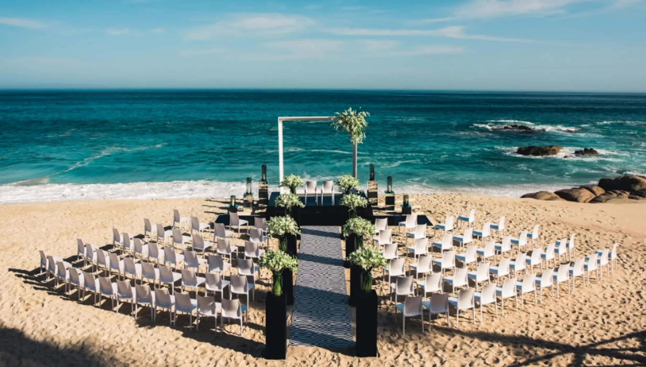Ceremony decor on the azul beach at grand velas los cabos