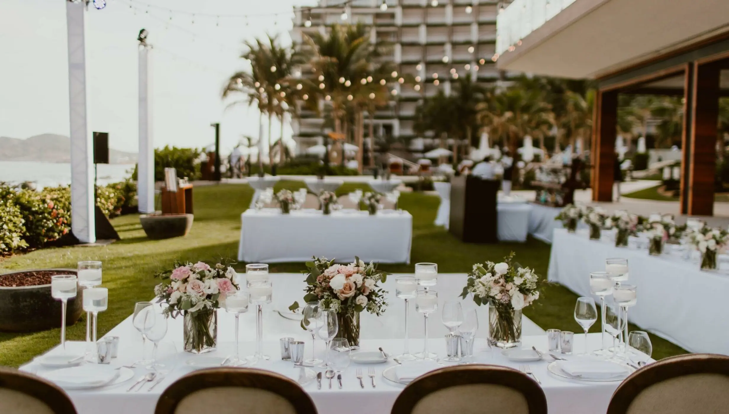 Dinner reception on the azul garden at grand velas los cabos