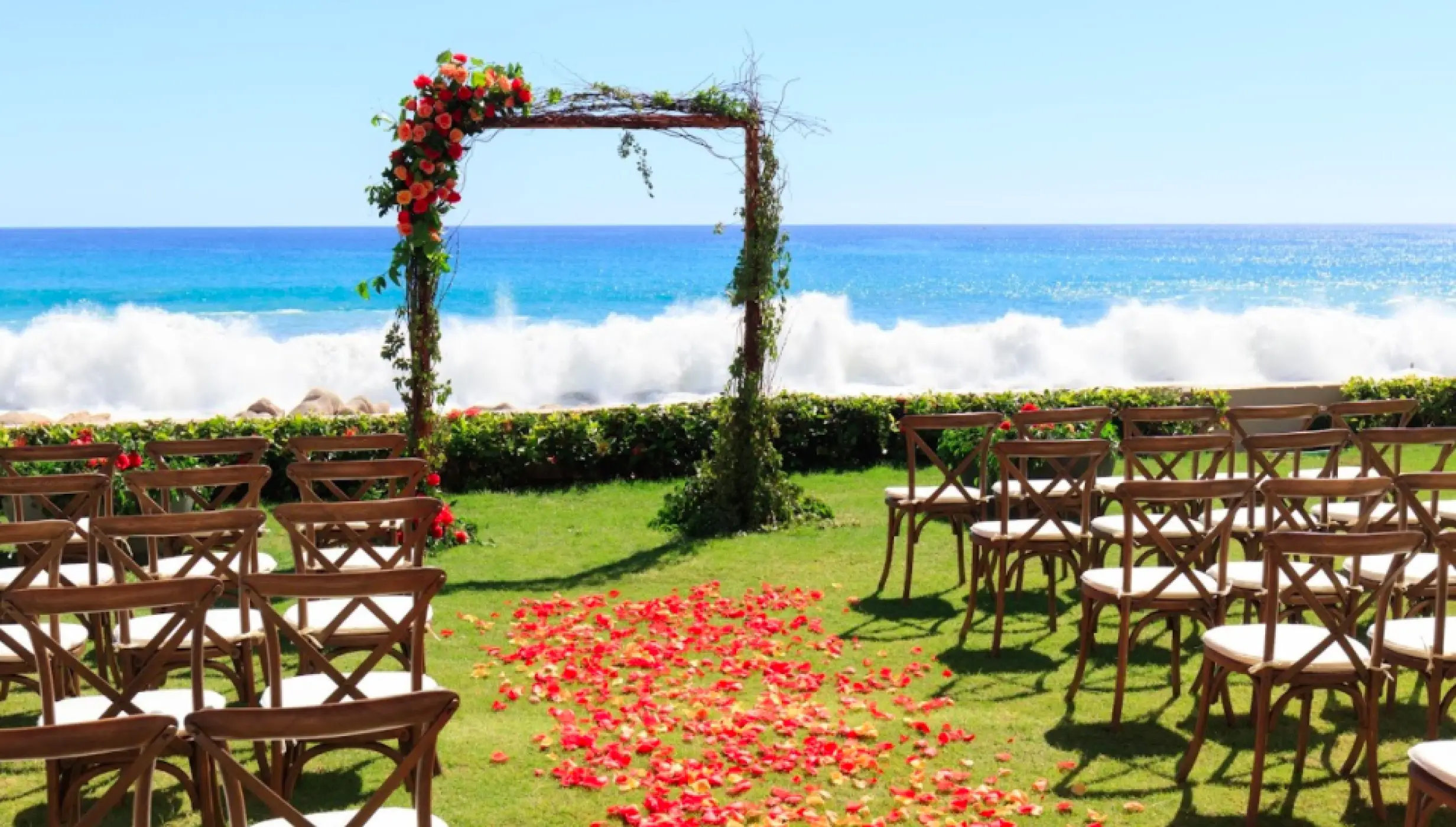 Ceremony decor on the azul garden at grand velas los cabos