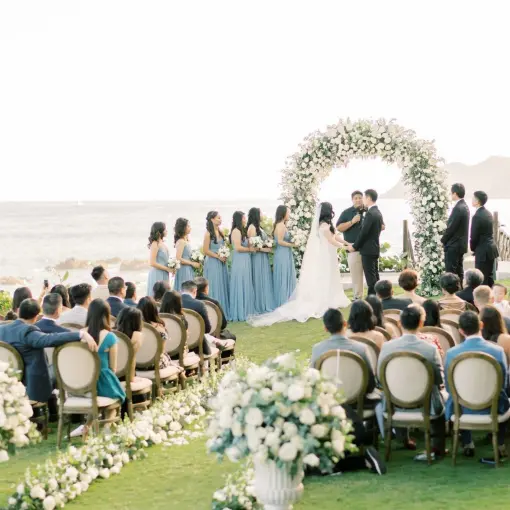 Oceanfront garden wedding ceremony at Grand Velas Los Cabos, Cabo San Lucas