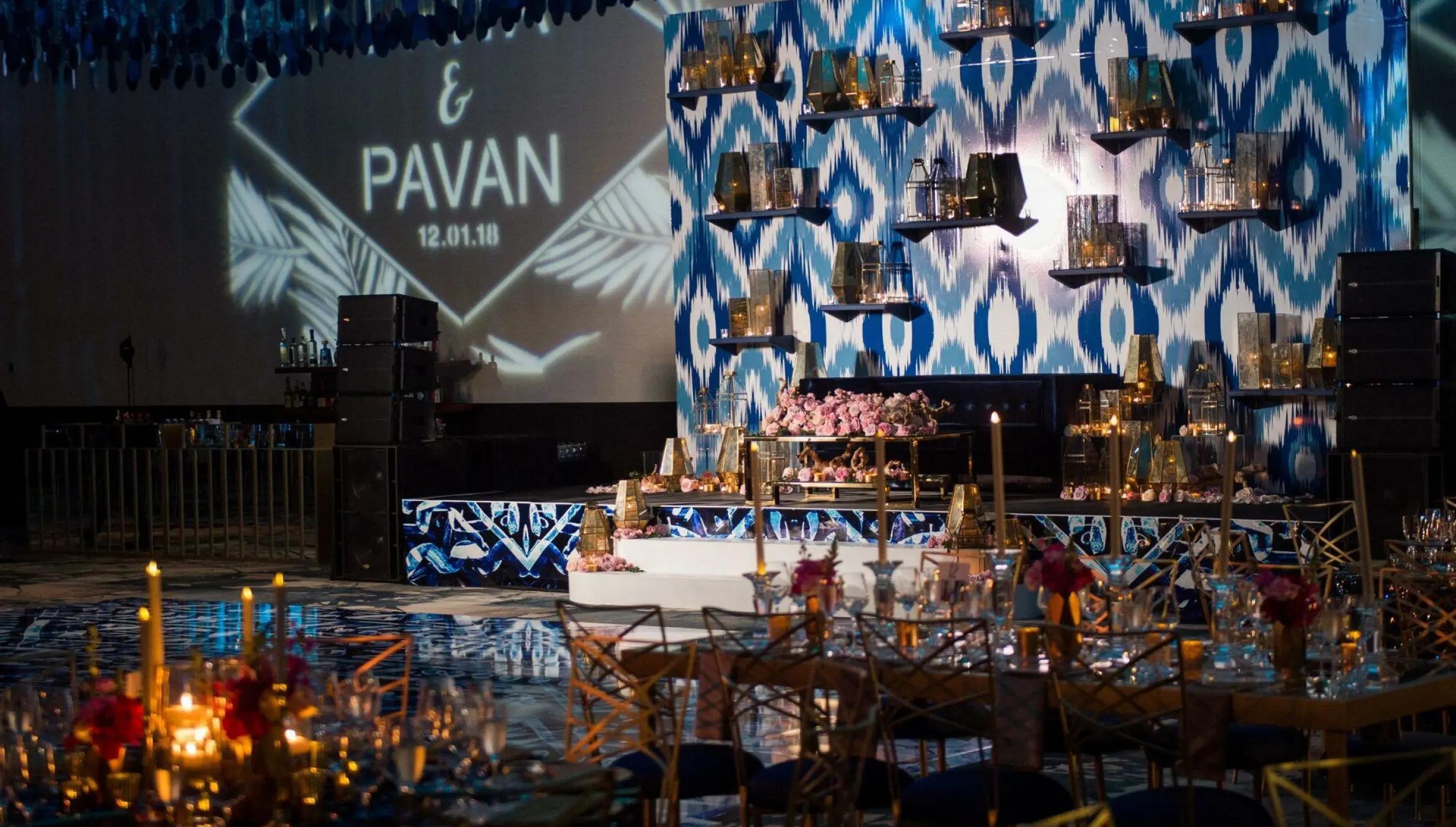 Wedding decoration on the ballroom at Grand Velas Los Cabos Resort