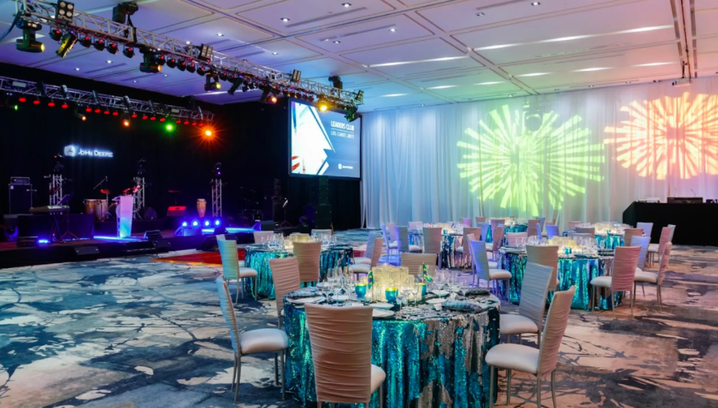 Dinner reception decor on the grand velas ballroom at grand velas los cabos