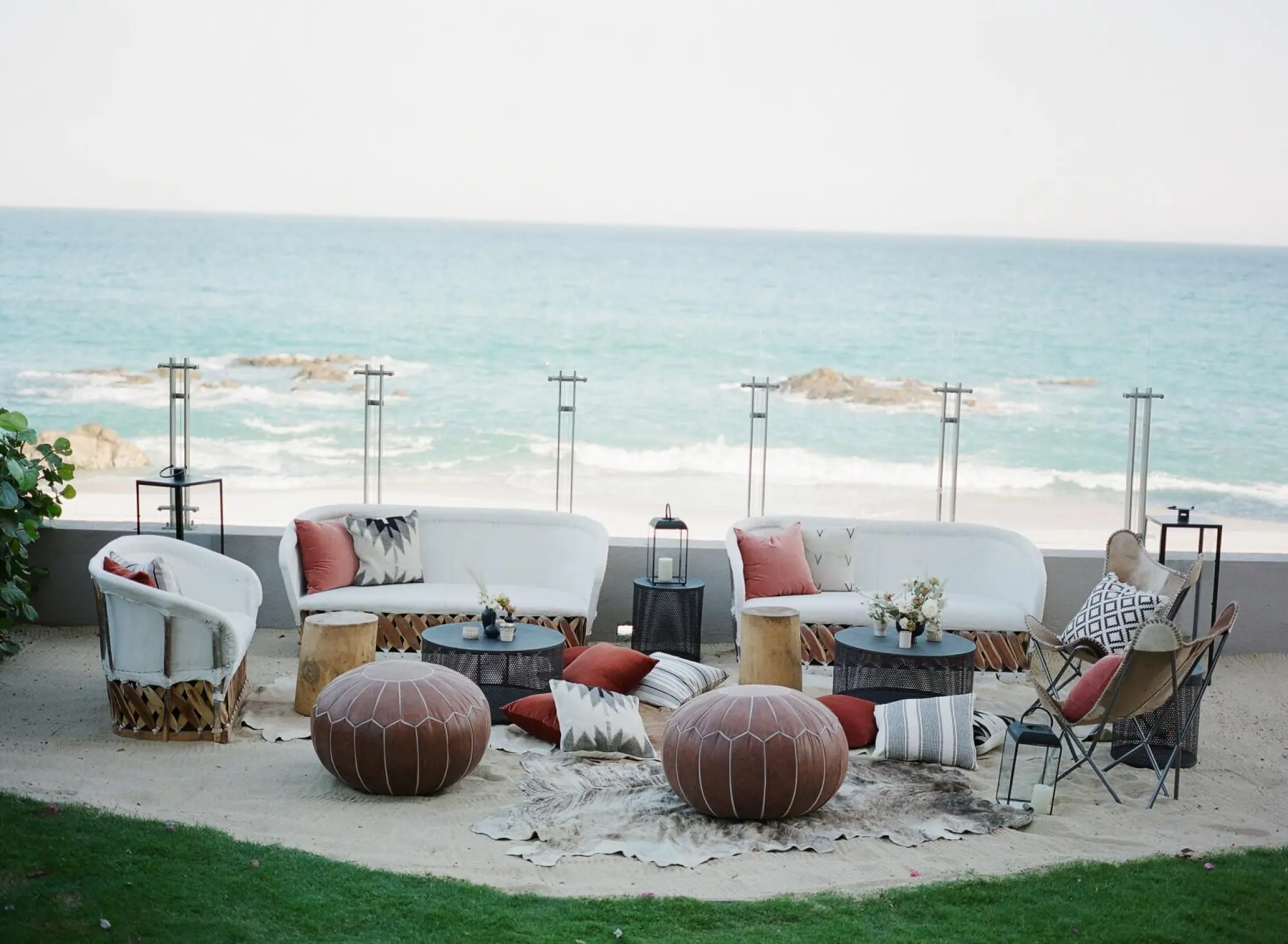 Outdoor lounge wedding reception at Grand Velas Los Cabos, Cabo San Lucas
