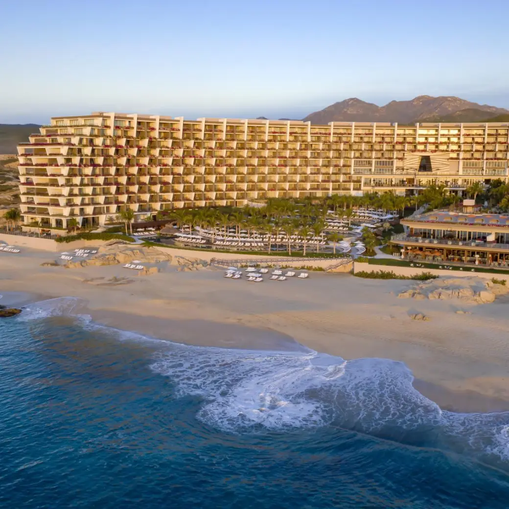 Grand Velas Los Cabos beachfront exterior and tiered ocean-view suites, Cabo San Lucas
