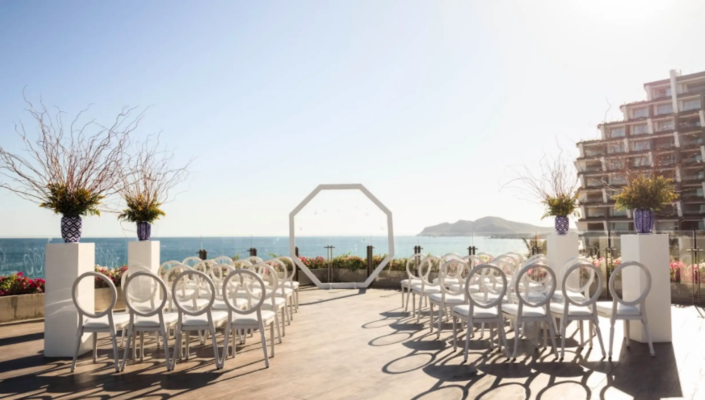 Ceremony decor on the terraza del mar at grand velas los cabos