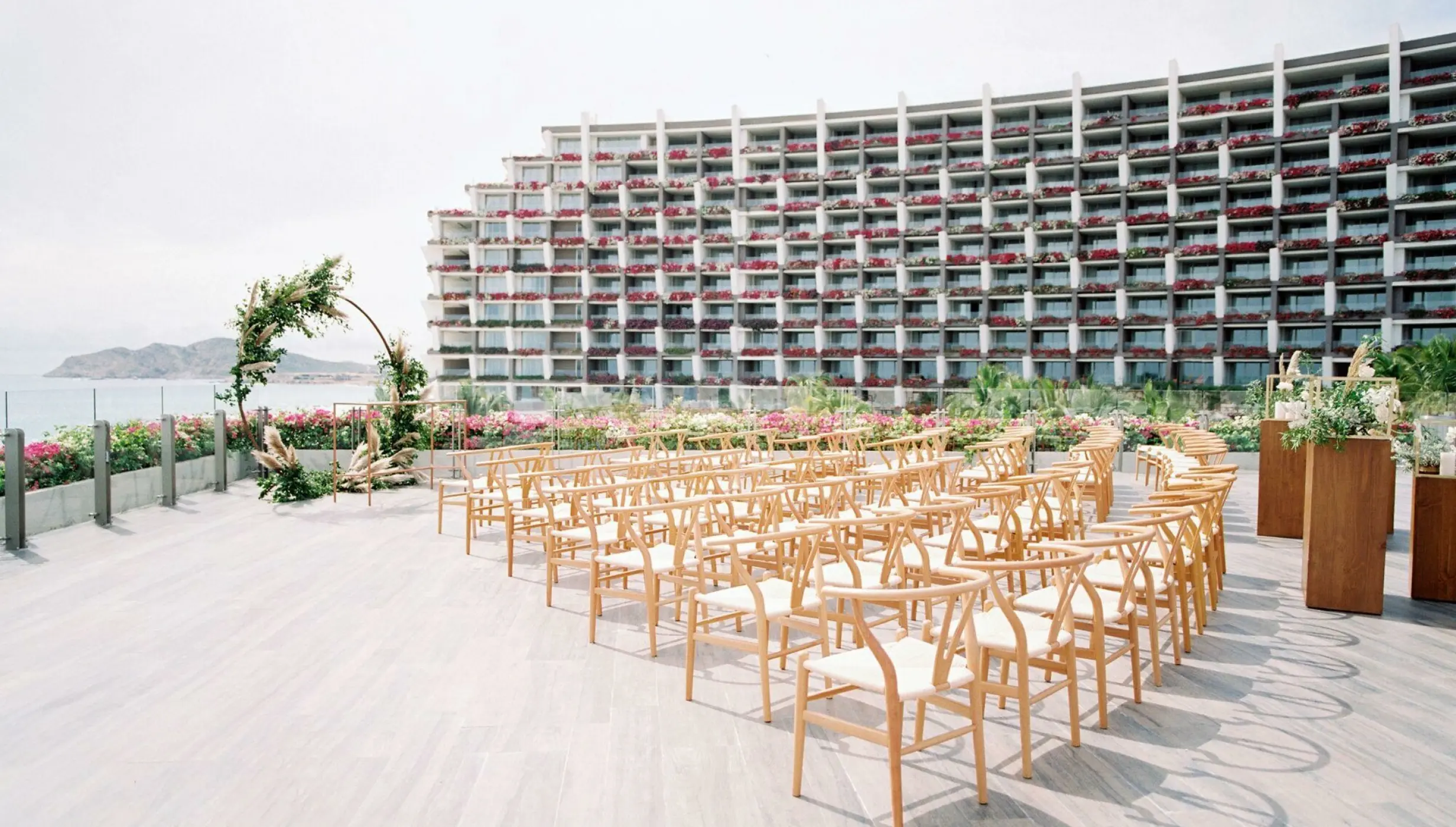 Ceremony decor on the terraza del mar at grand velas los cabos