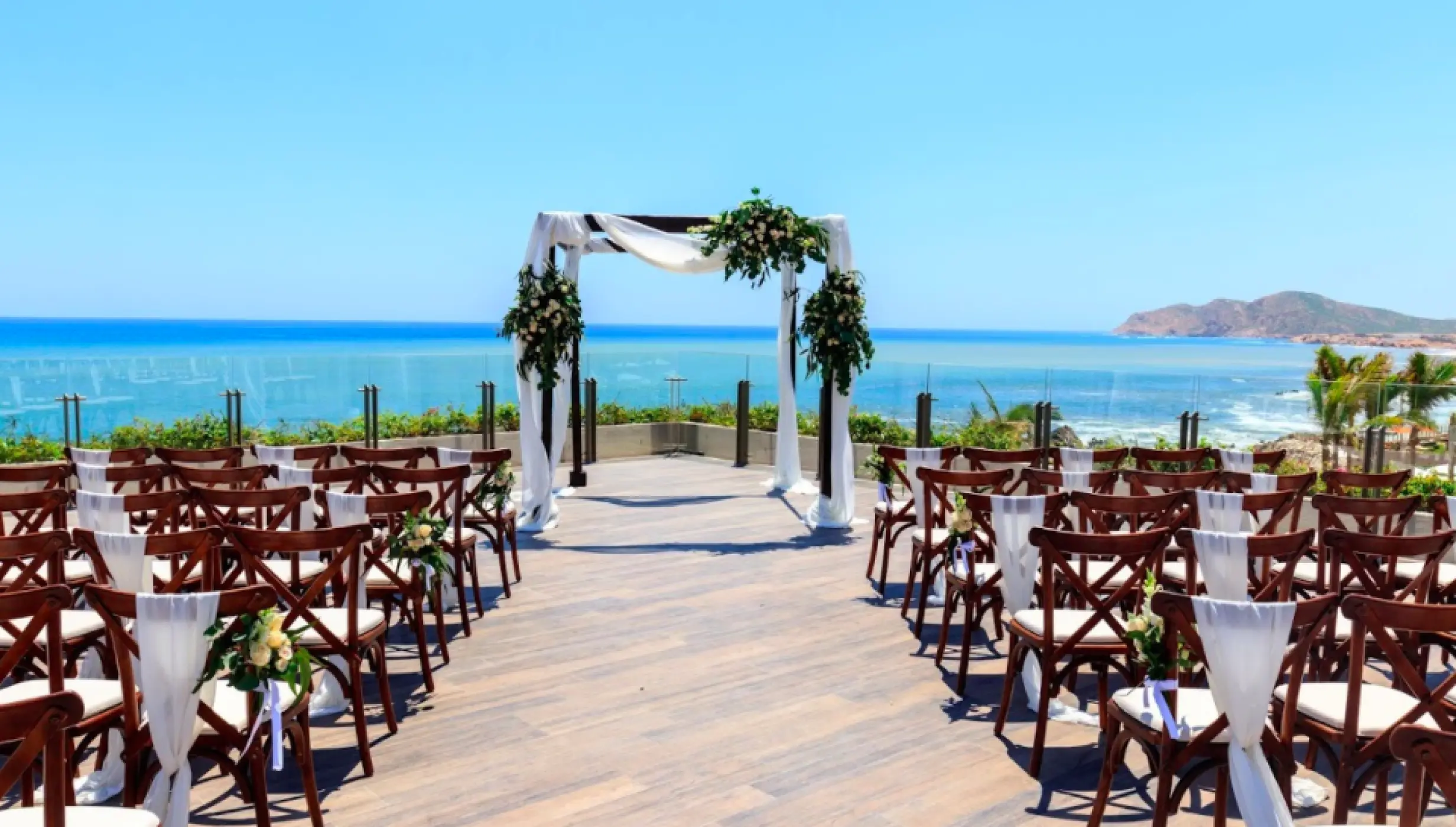 Ceremony decor on the terraza del mar at grand velas los cabos