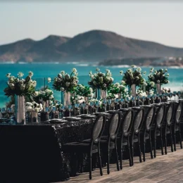 Dinner reception on the terraza del mar at grand velas los cabos
