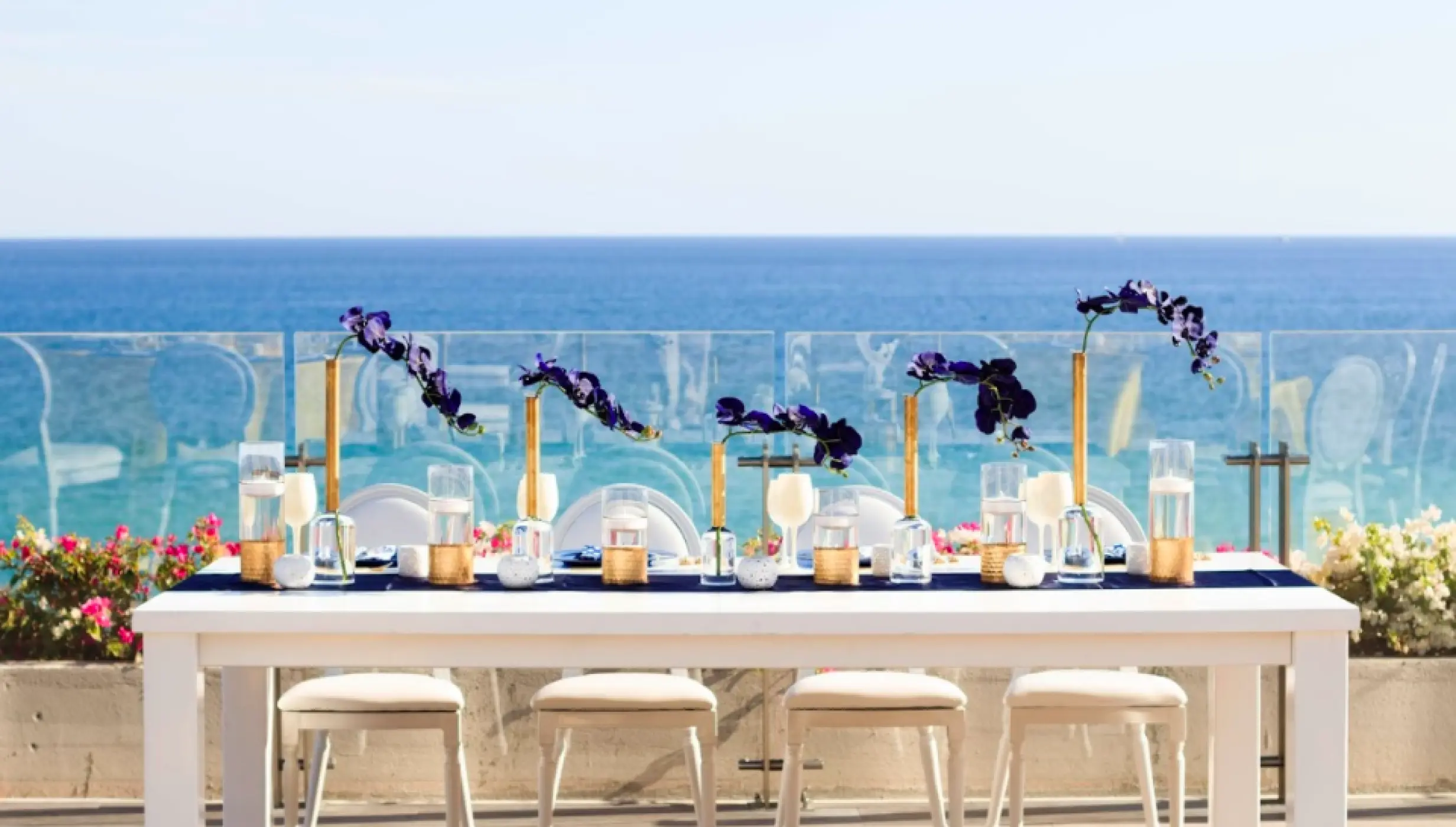 Dinner reception on the terraza del mar at grand velas los cabos