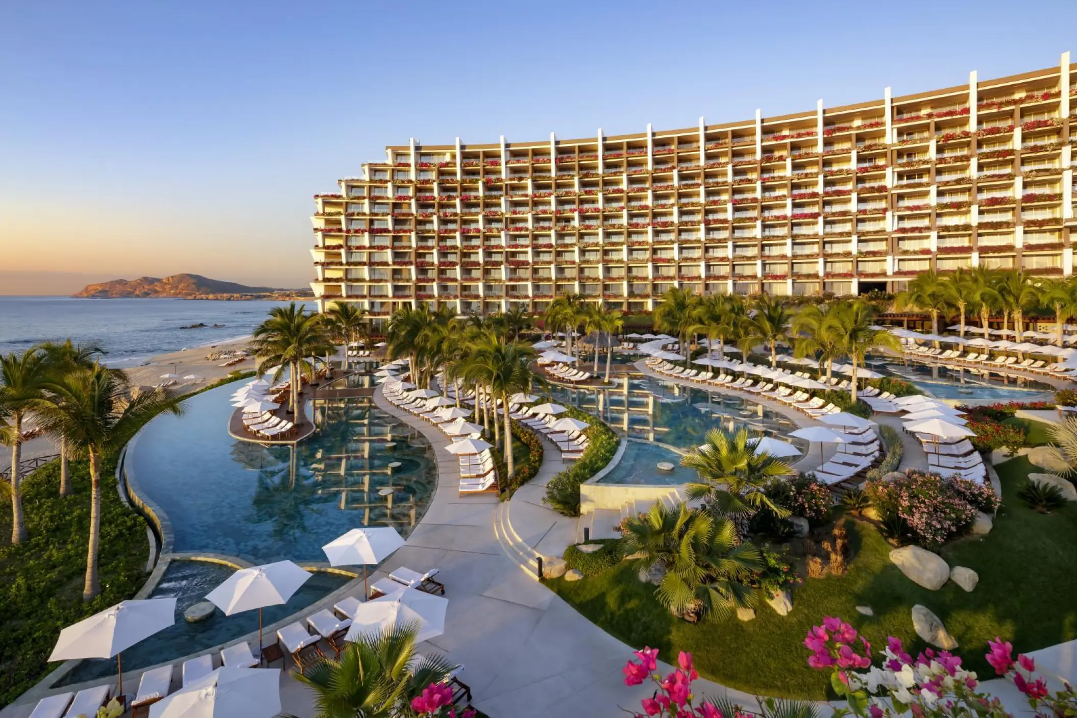 Grand Velas Los Cabos multi-tiered infinity pools and oceanfront architecture, Cabo San Lucas