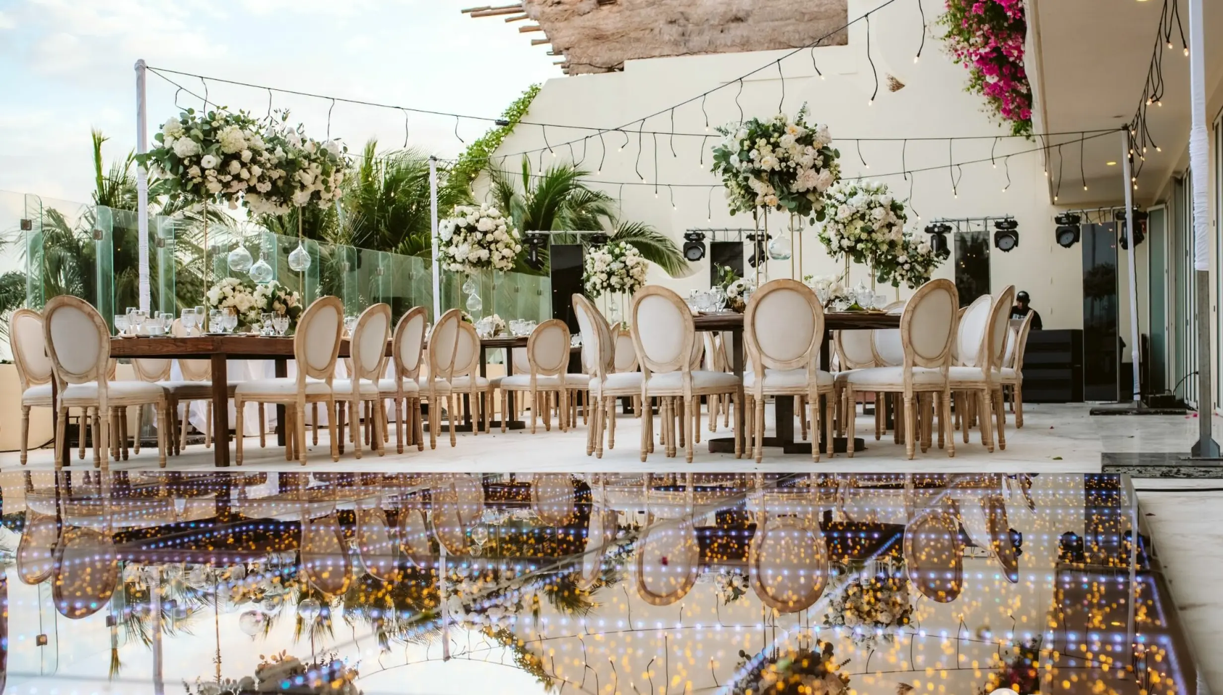 Dinner reception in Ocean Terrace venue at Grand Velas
