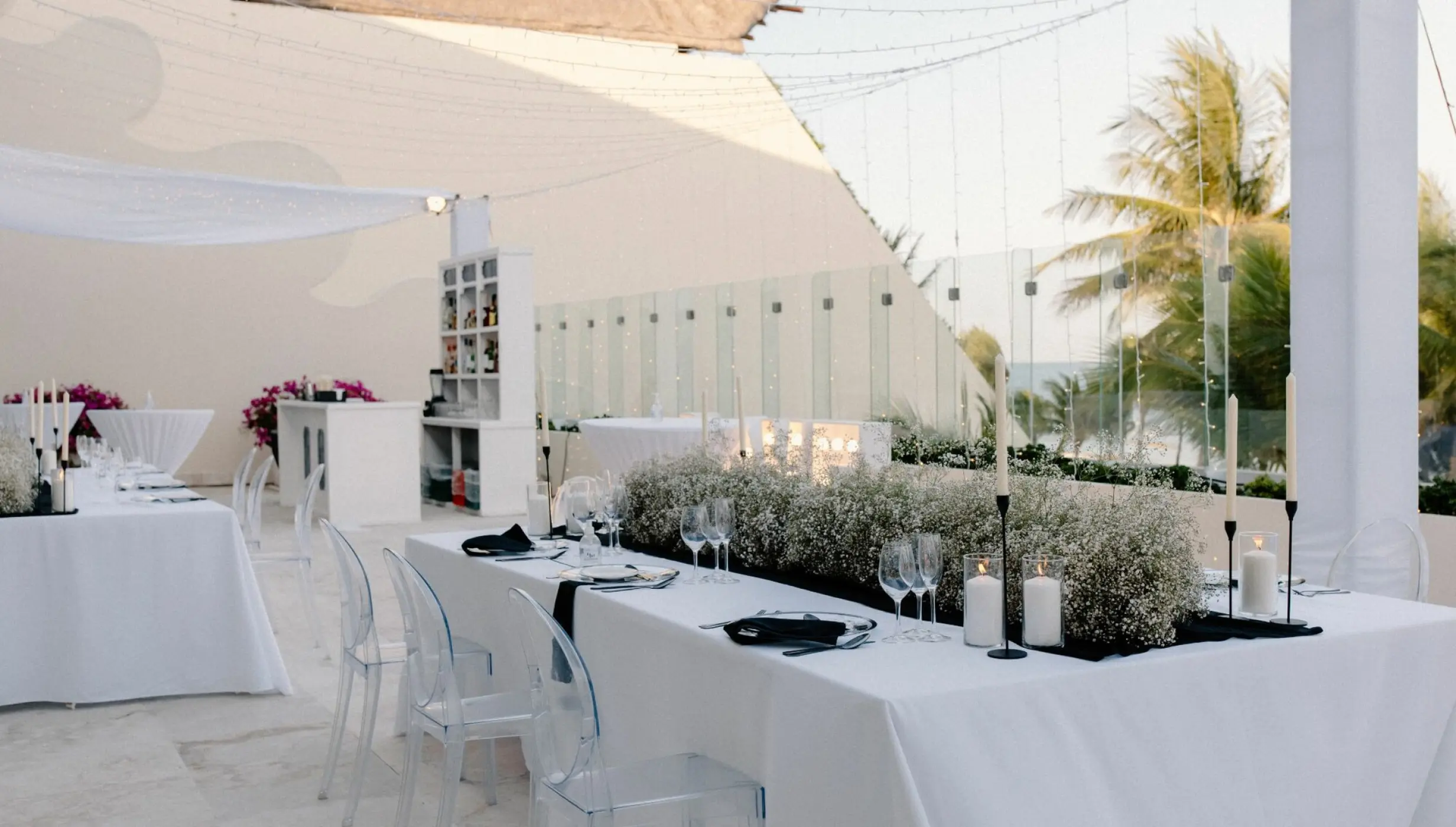 Dinner reception in Ocean Terrace venue at Grand Velas