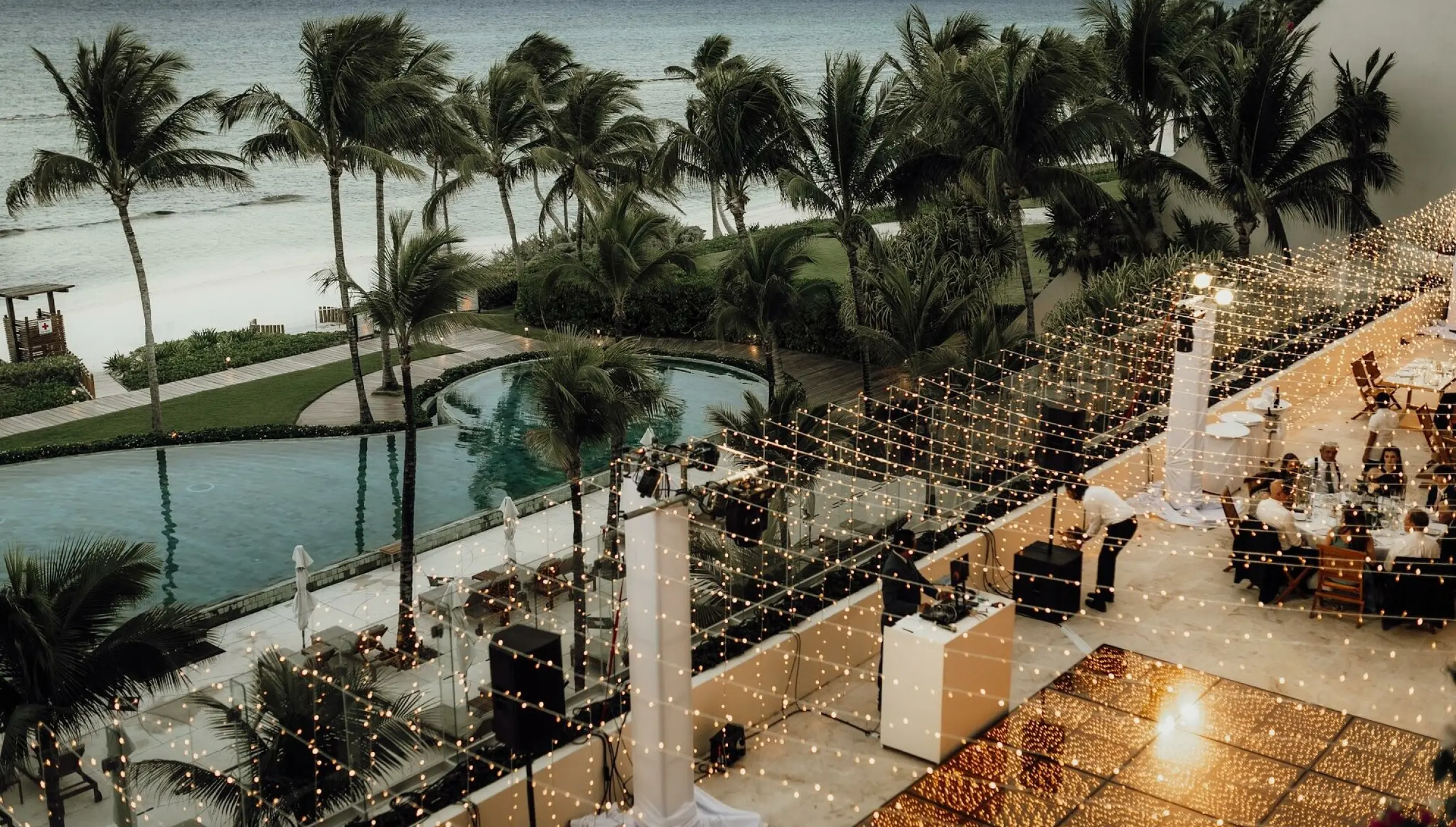 Dinner reception in Ocean Terrace venue at Grand Velas