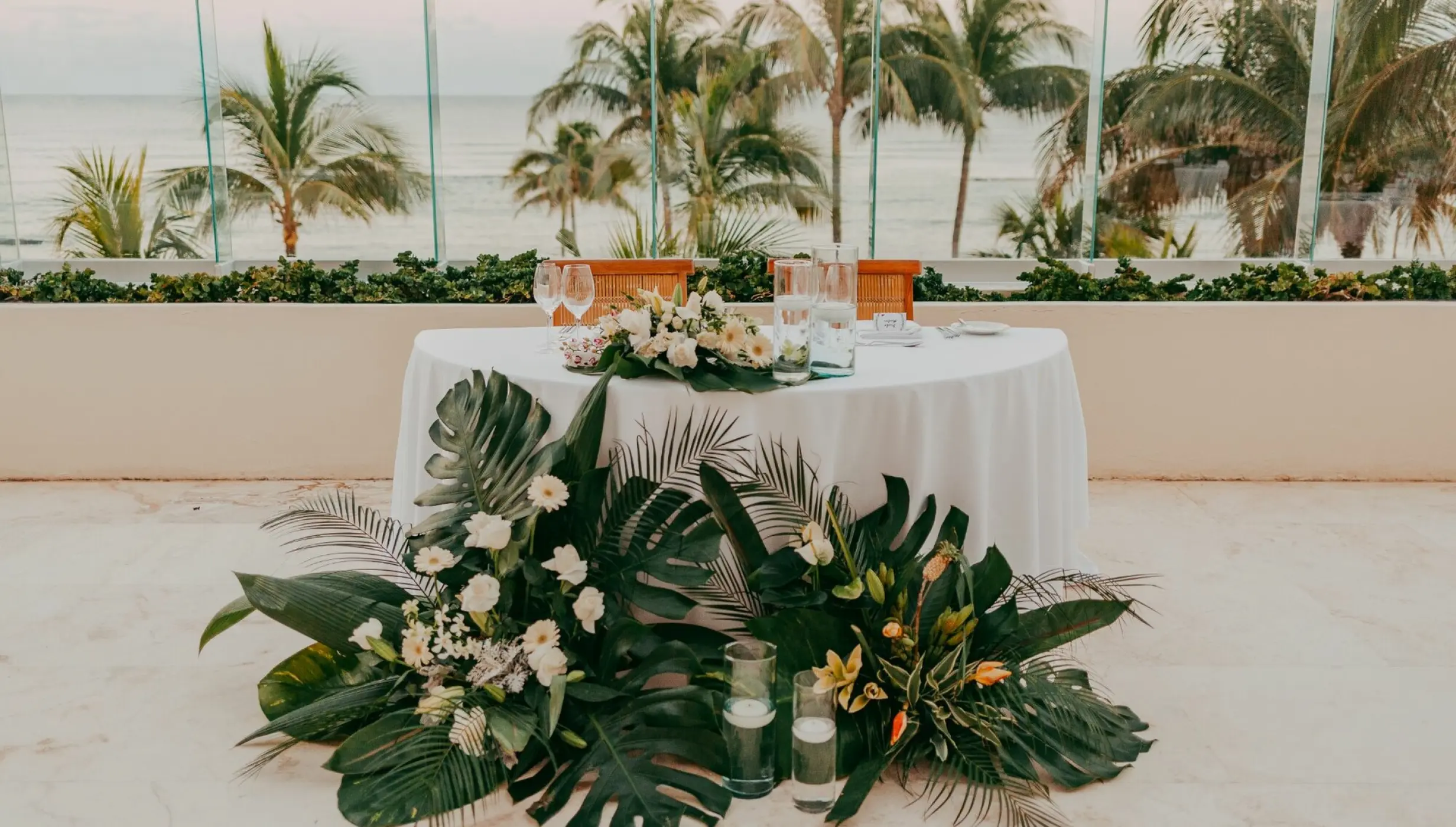 Dinner reception in Ocean Terrace venue at Grand Velas