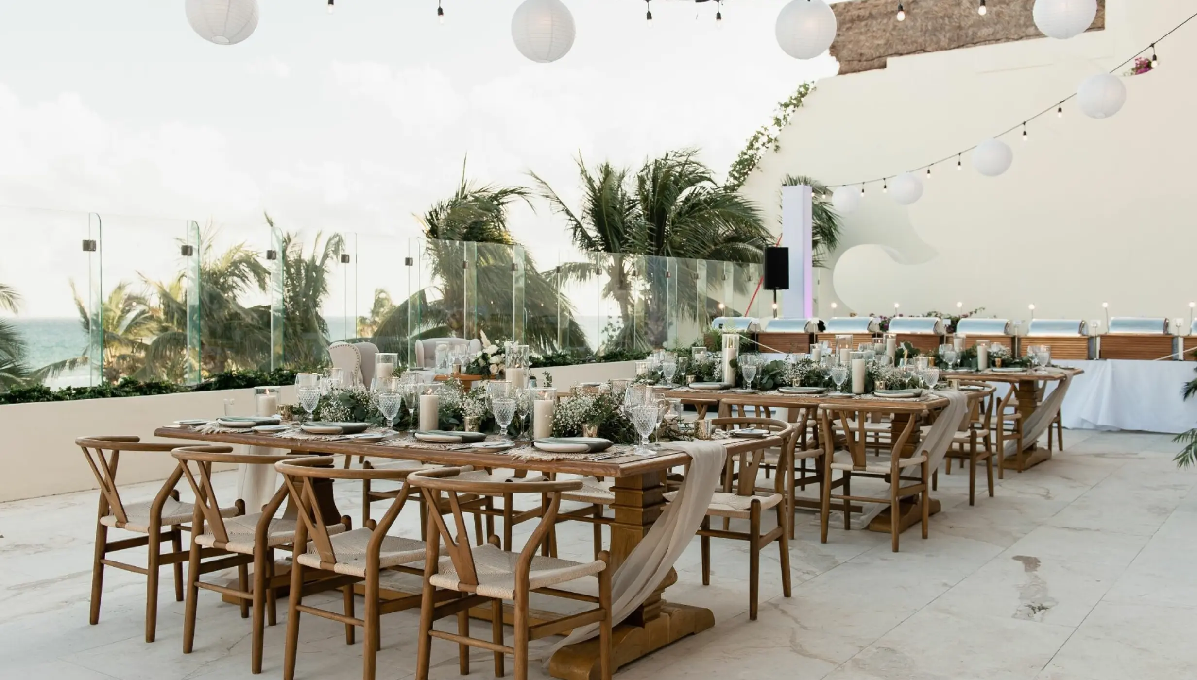 Dinner reception in Ocean Terrace venue at Grand Velas