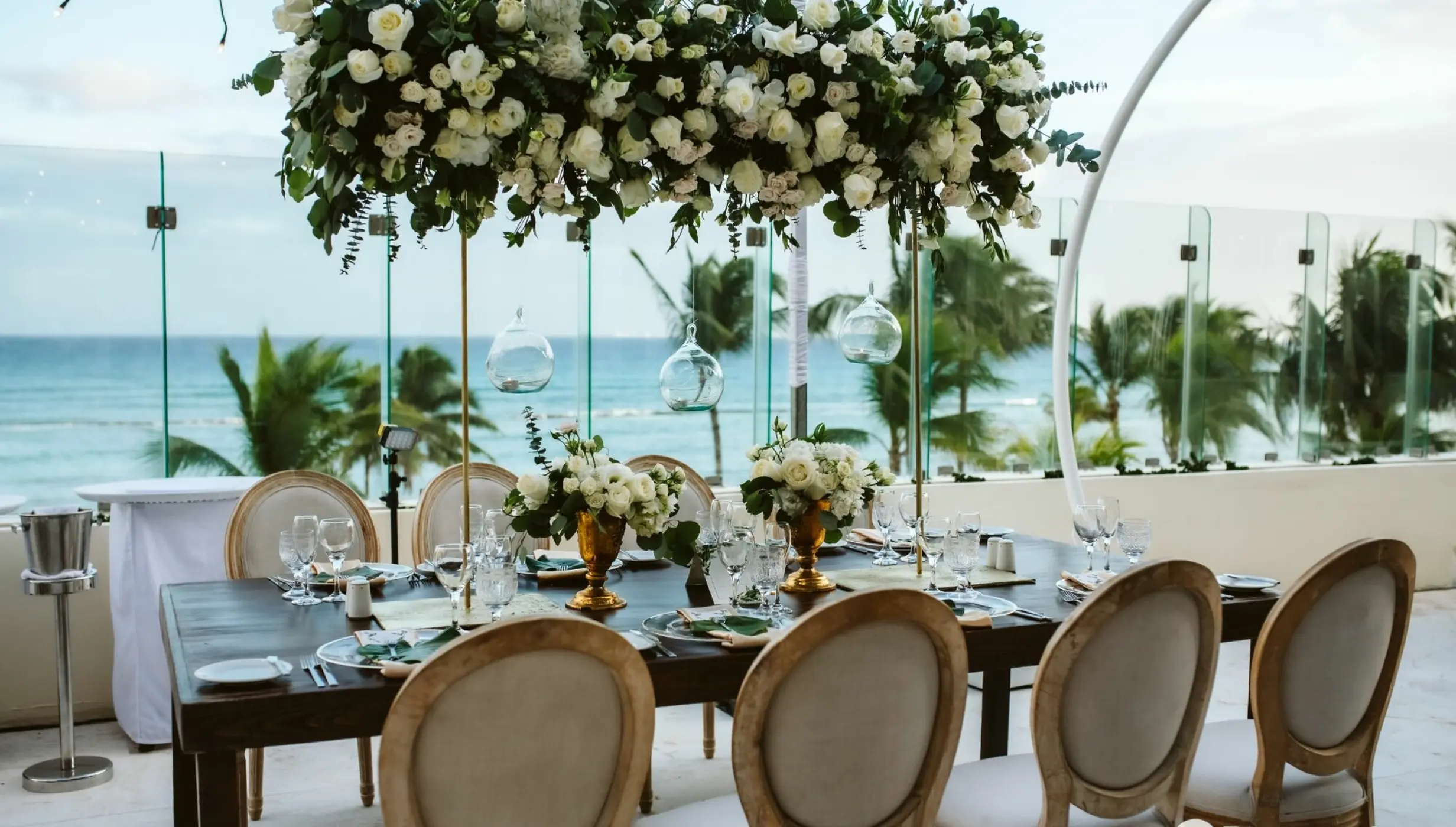 Dinner reception in Ocean Terrace venue at Grand Velas