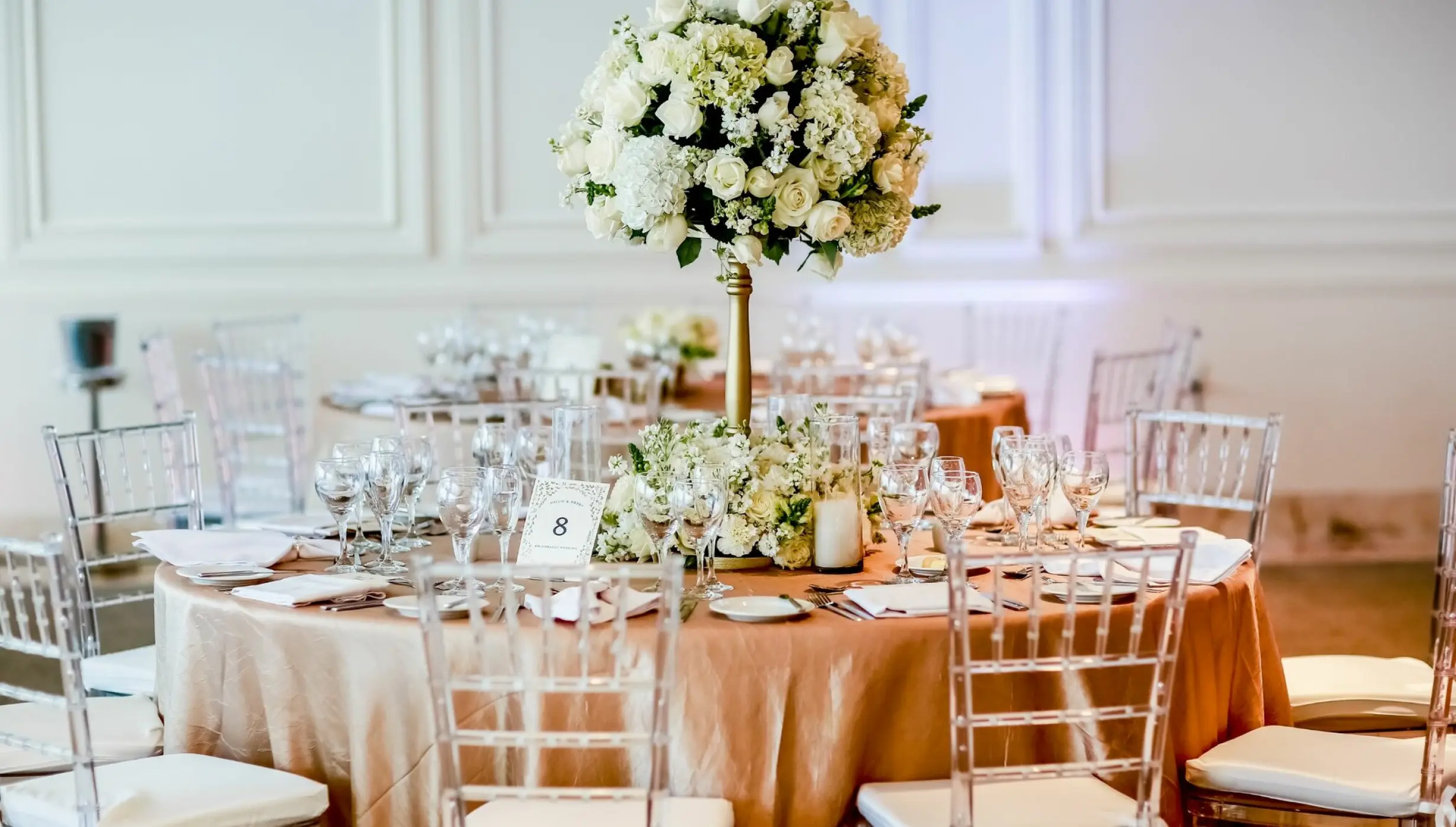 Dinner reception in White Foyer Venue at Grand Velas