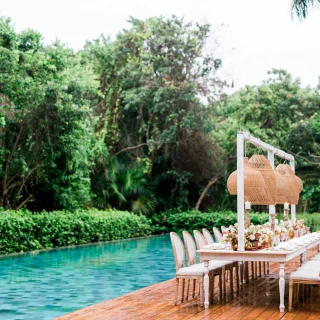 Private dinner reception in Zen Pool Terrace Venue at Grand Velas