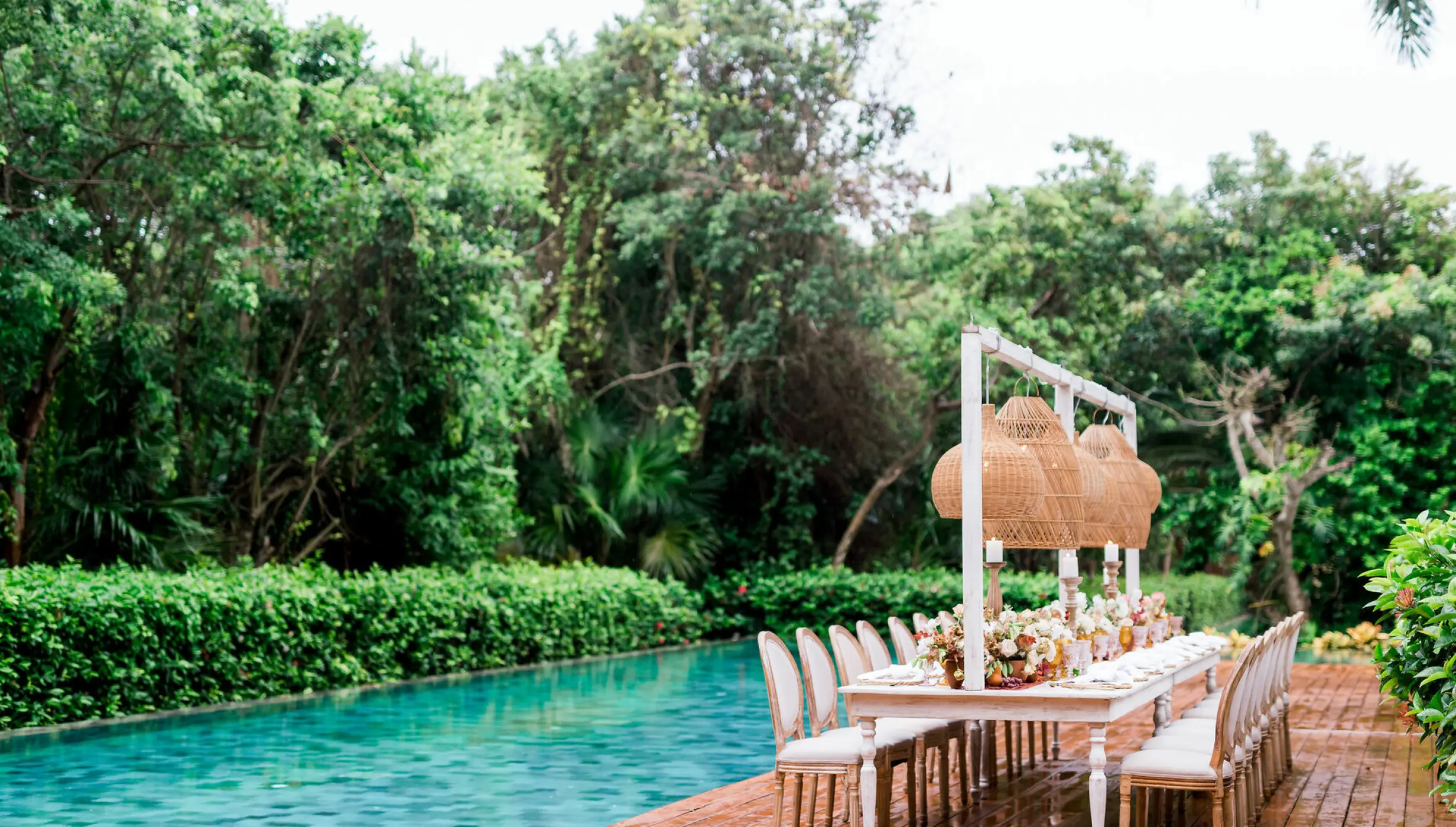 Private dinner reception in Zen Pool Terrace Venue at Grand Velas