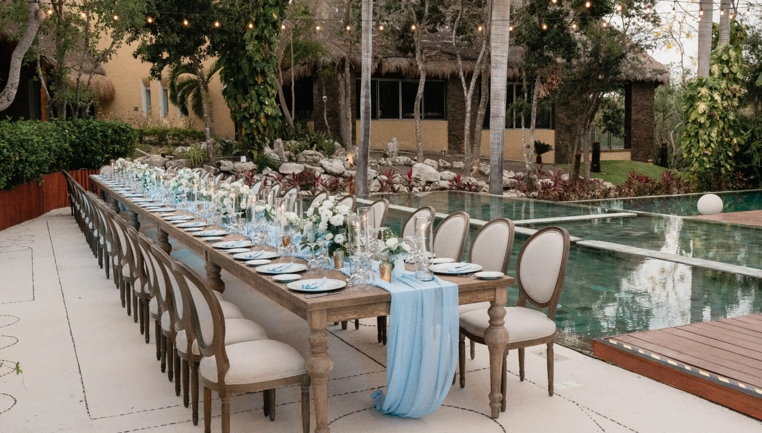 dinner reception in Zen Pool Terrace Venue at Grand Velas