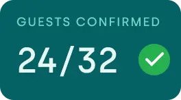 24 out of 32 guests confirmed with a green check mark
