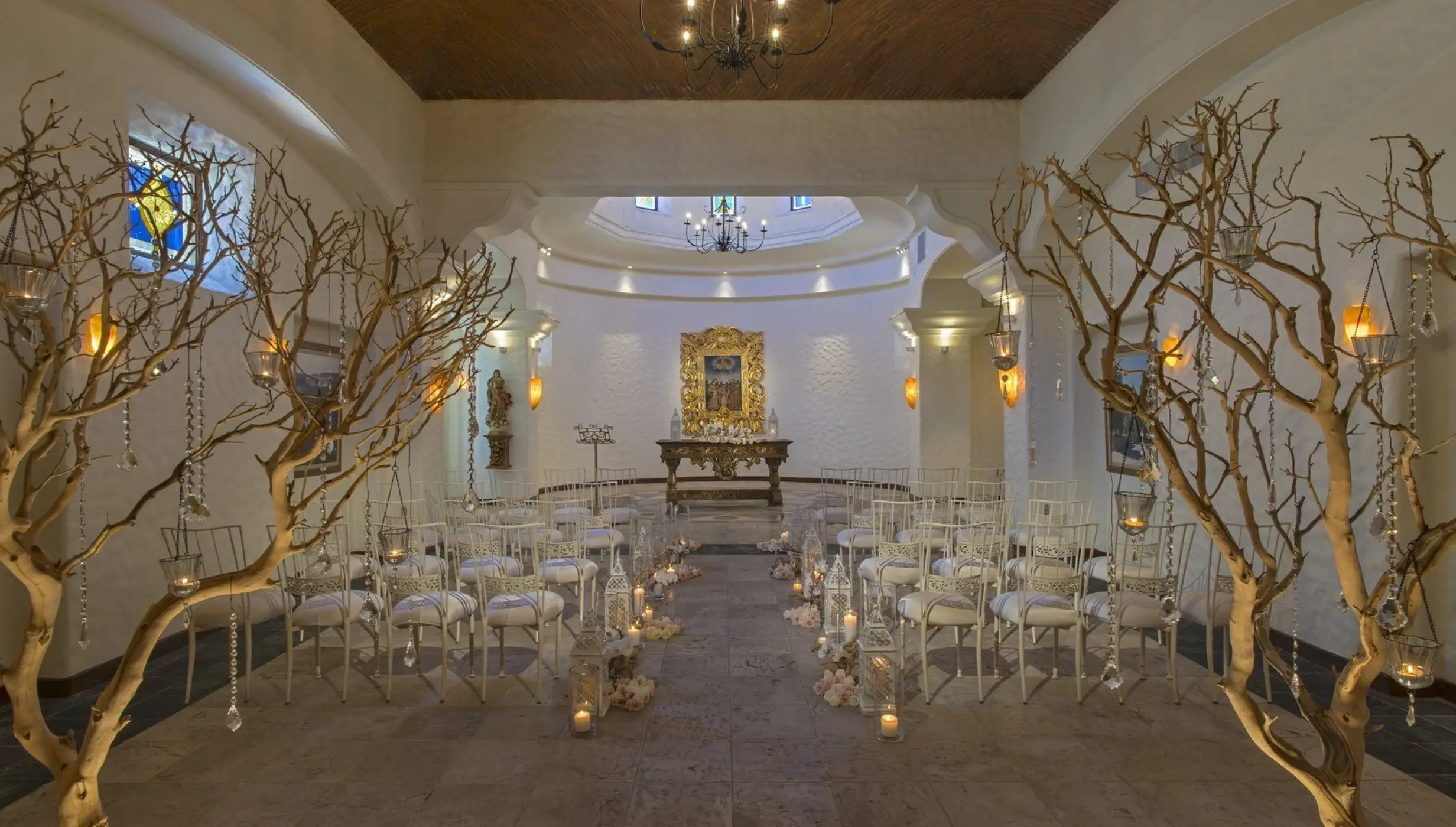 ceremony decor on chapel at Hacienda Del Mar Los Cabos Resort, Villas & Golf