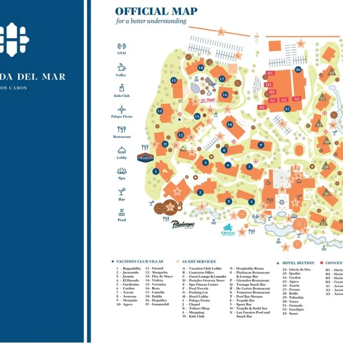 Resort map of Hacienda del Mar Los Cabos