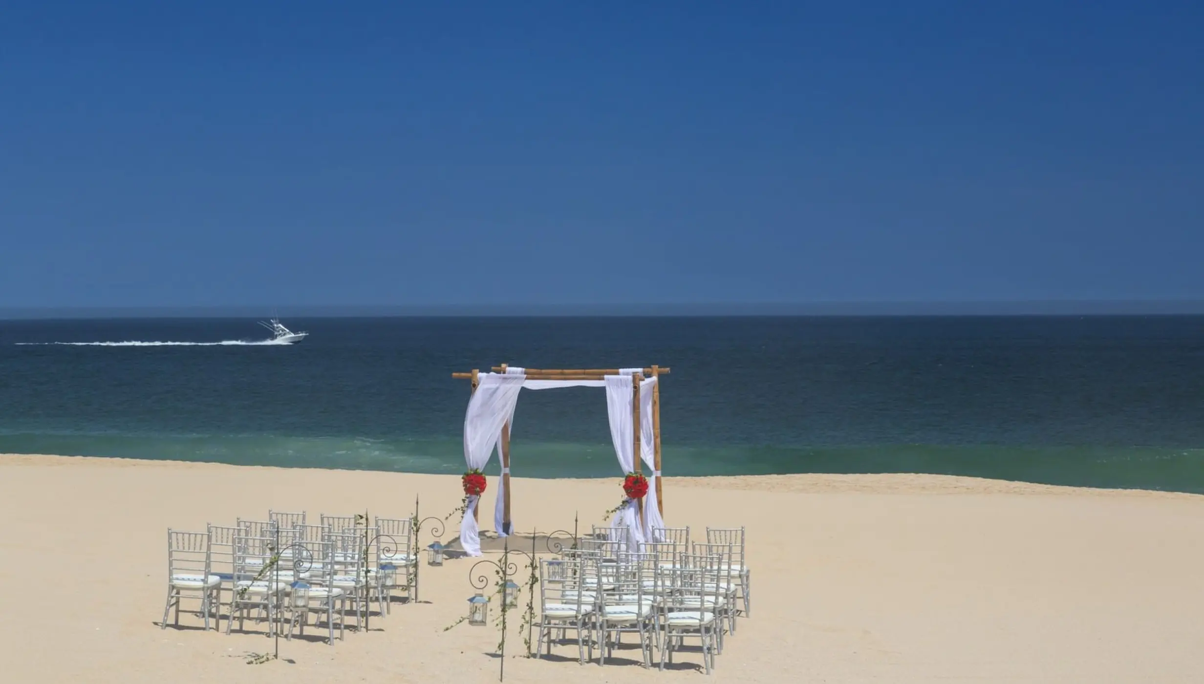 Ceremony decor on beach venue at Hacienda Del Mar Los Cabos Resort, Villas & Golf