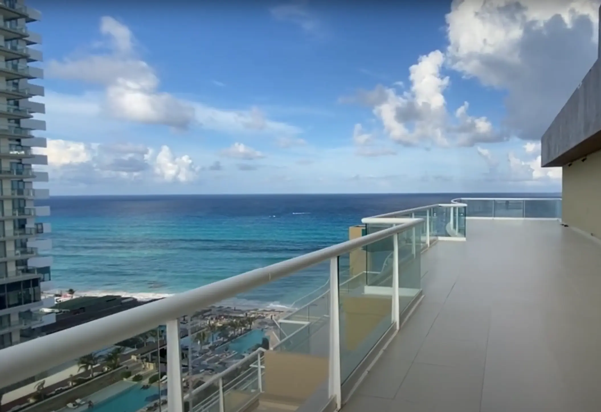 Diamond Terrace overlooking the turquoise Caribbean Sea at Hard Rock Cancun