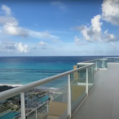 Diamond Terrace overlooking the turquoise Caribbean Sea at Hard Rock Cancun
