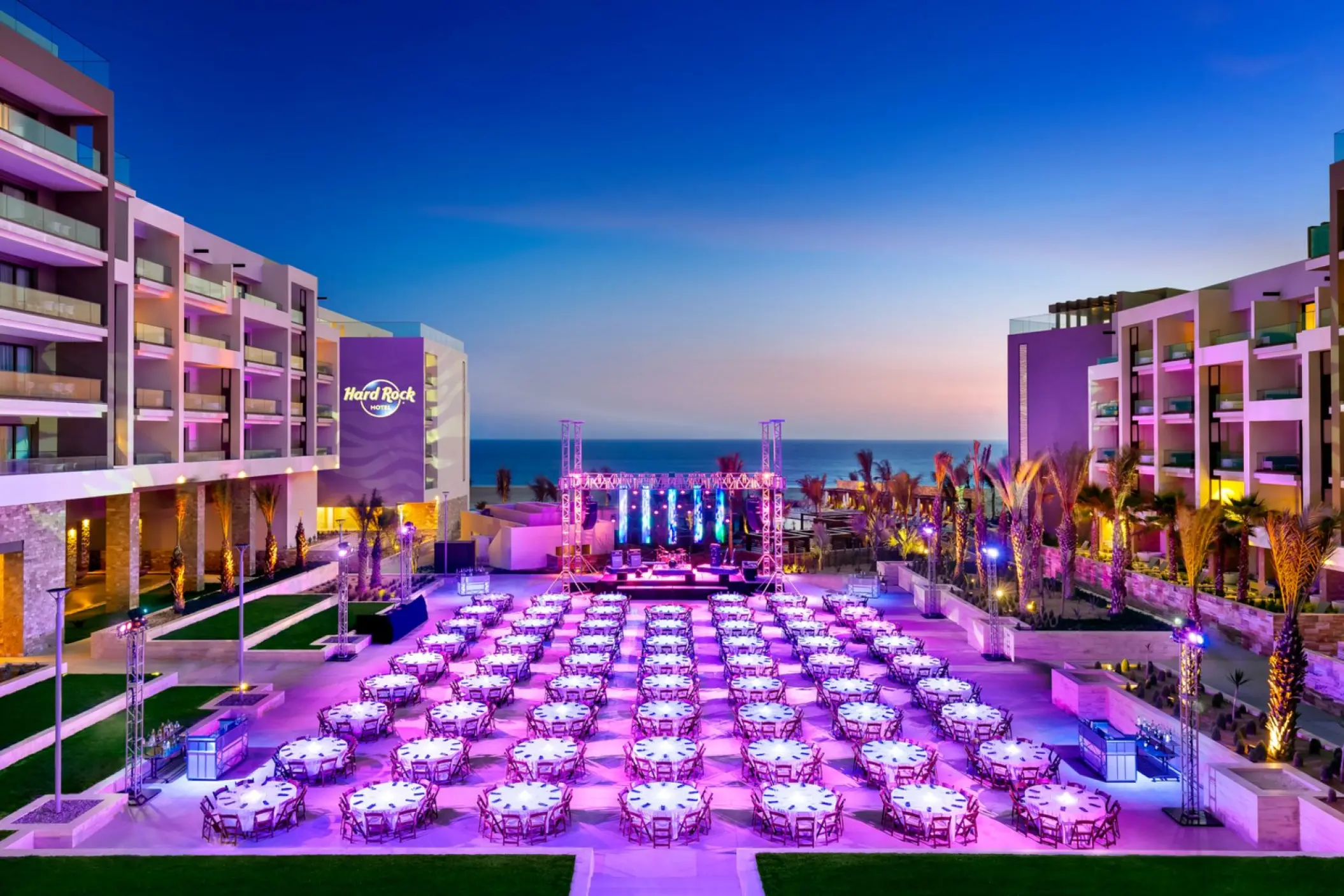 Muse Terrace wedding reception with concert stage at Hard Rock Los Cabos, Cabo San Lucas