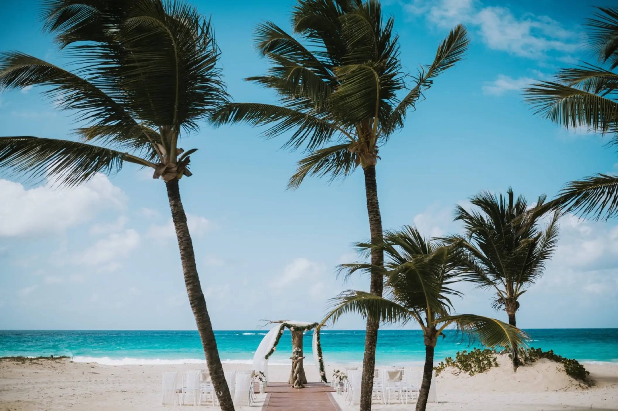 Beachfront wedding ceremony setup at Hard Rock Punta Cana, Punta Cana