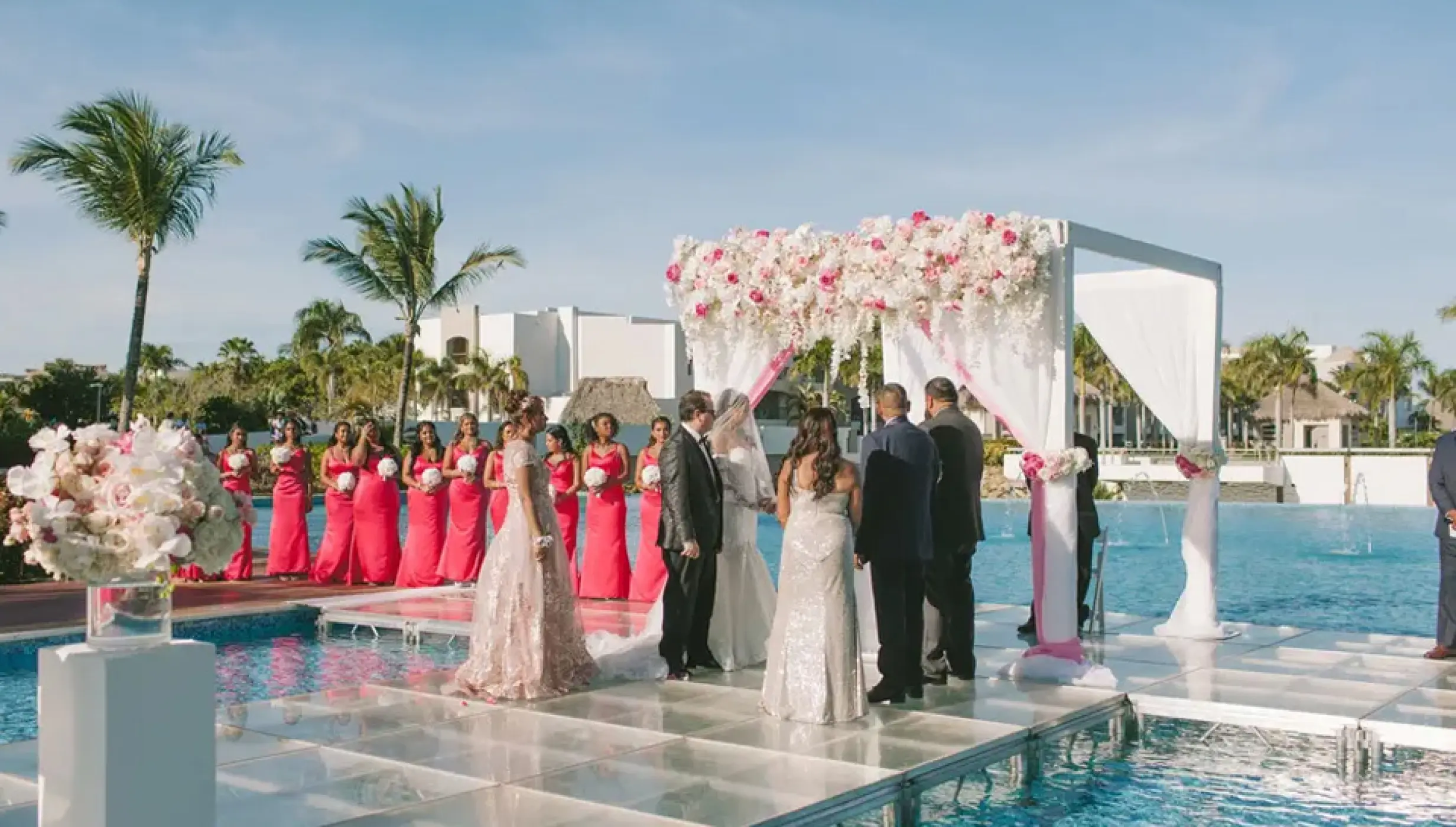 Wedding decor on the eclipse canal wedding venue at Hard Rock Punta Cana