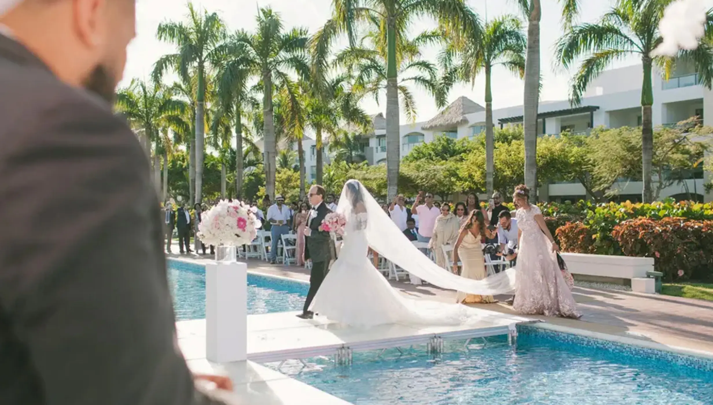 Wedding decor on the eclipse canal wedding venue at Hard Rock Punta Cana
