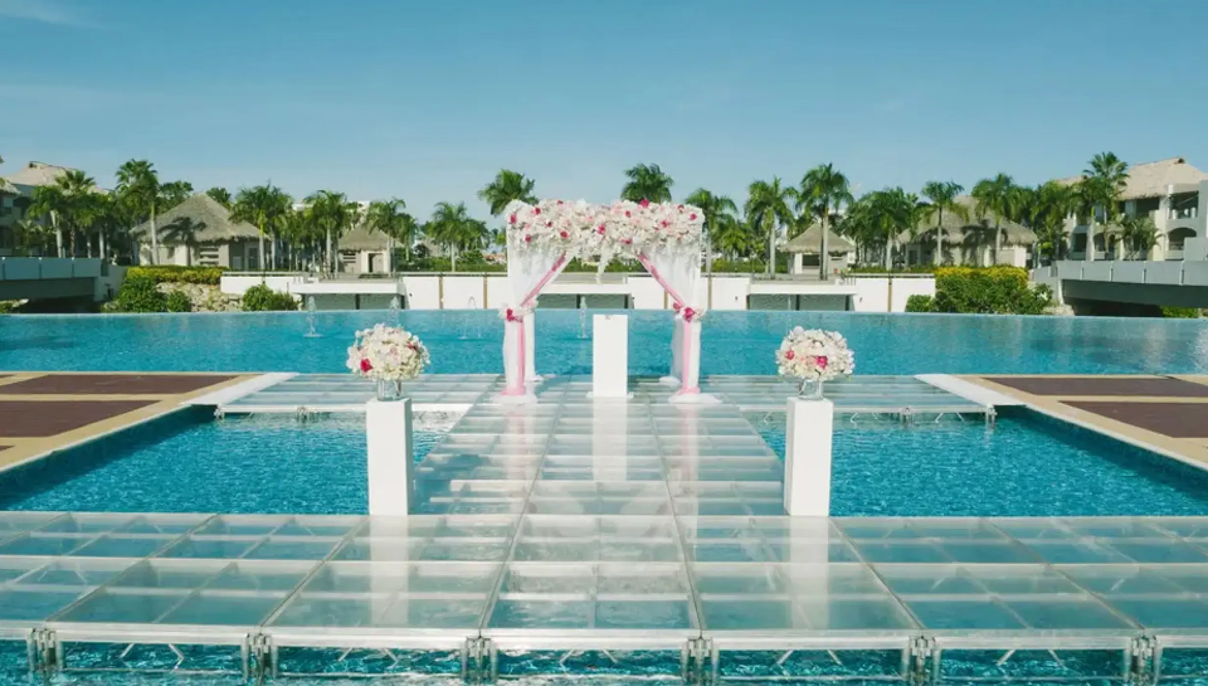 Wedding decor on the eclipse canal wedding venue at Hard Rock Punta Cana