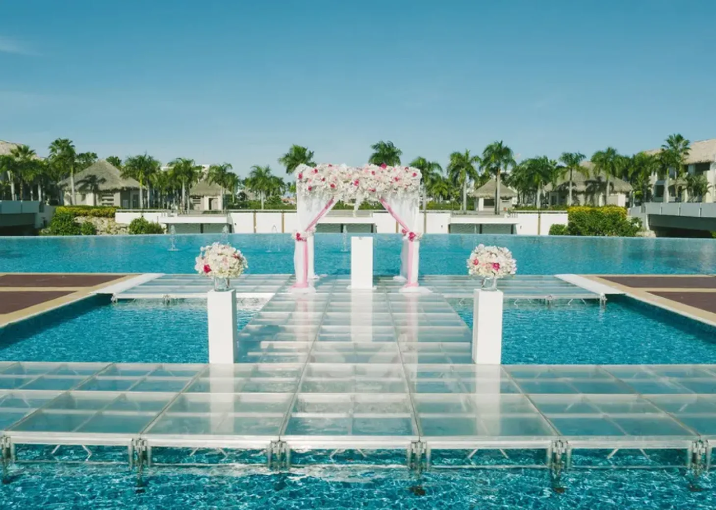 Wedding decor on the eclipse canal wedding venue at Hard Rock Punta Cana
