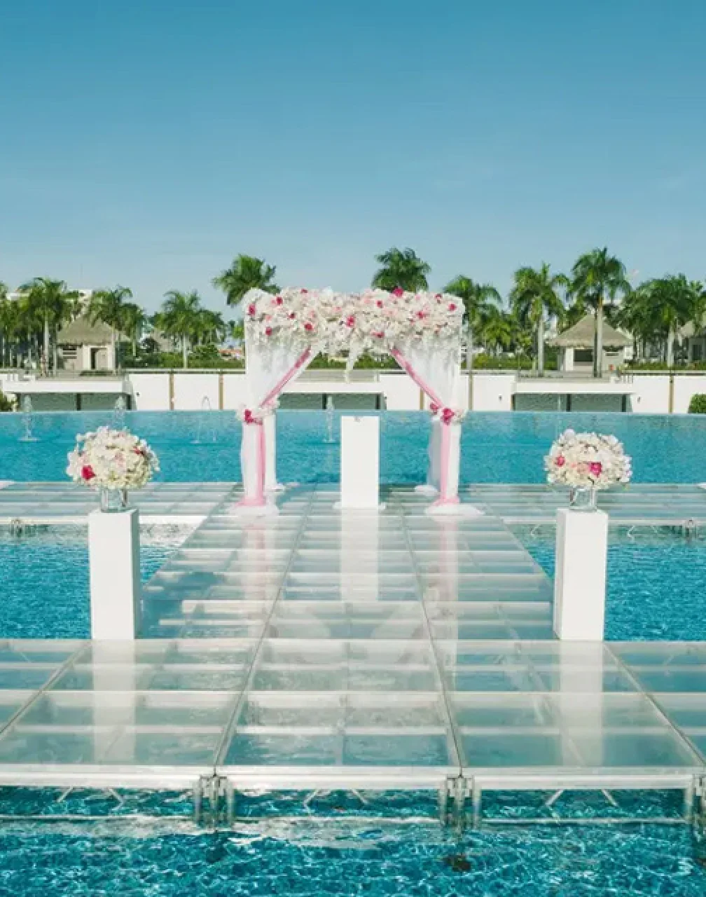 Wedding decor on the eclipse canal wedding venue at Hard Rock Punta Cana