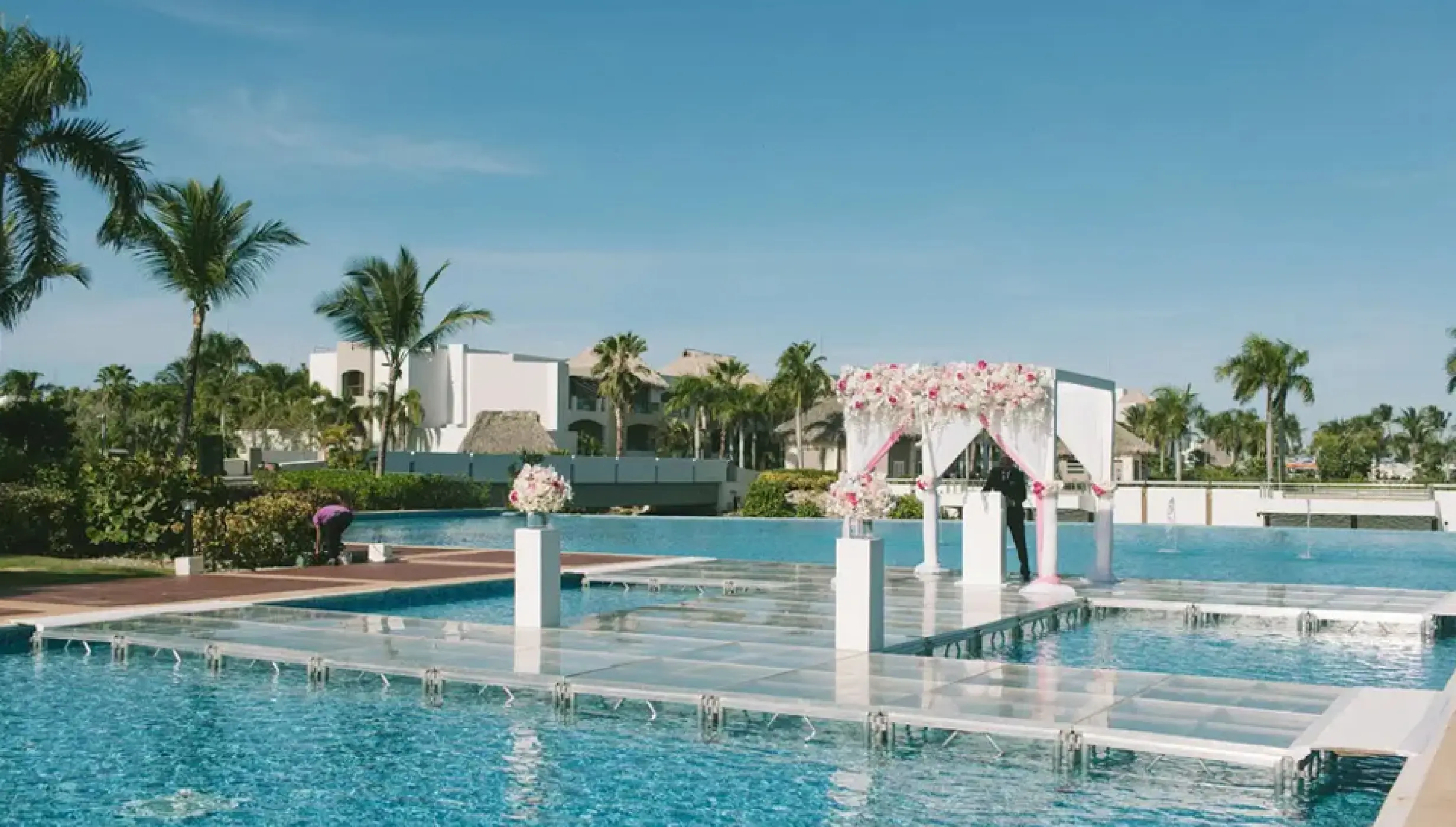 Wedding decor on the eclipse canal wedding venue at Hard Rock Punta Cana