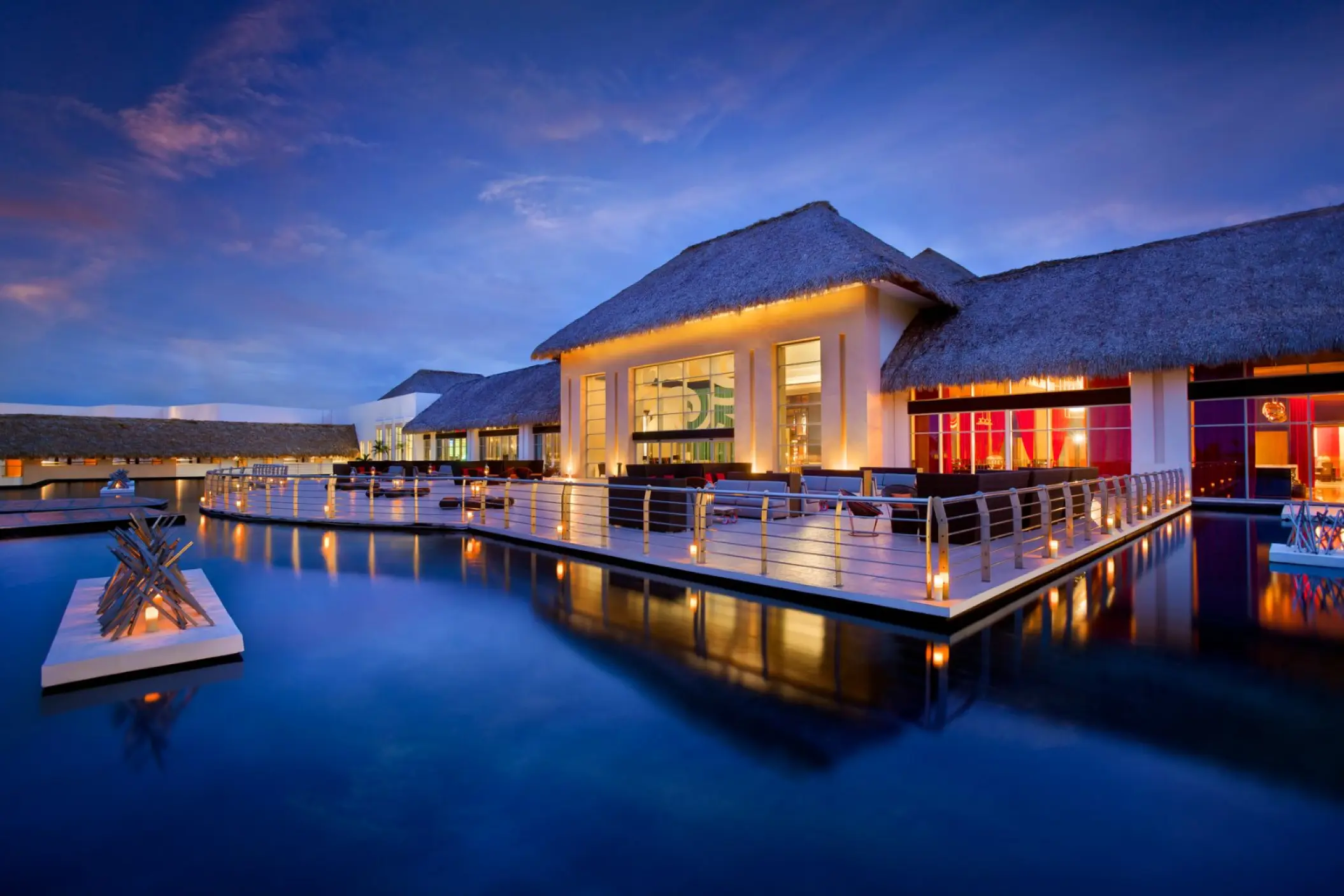 Eclipse Terrace at Hard Rock Punta Cana overlooking the water at dusk, Punta Cana