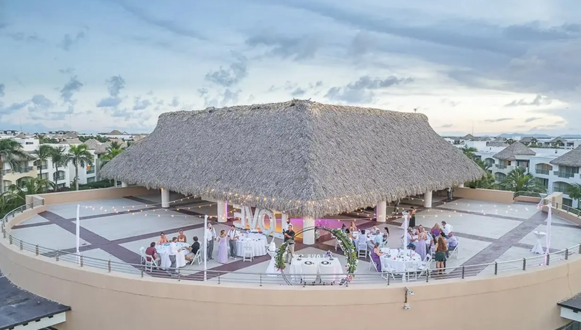 Wedding decor on the element terrace wedding venue at Hard Rock Punta Cana